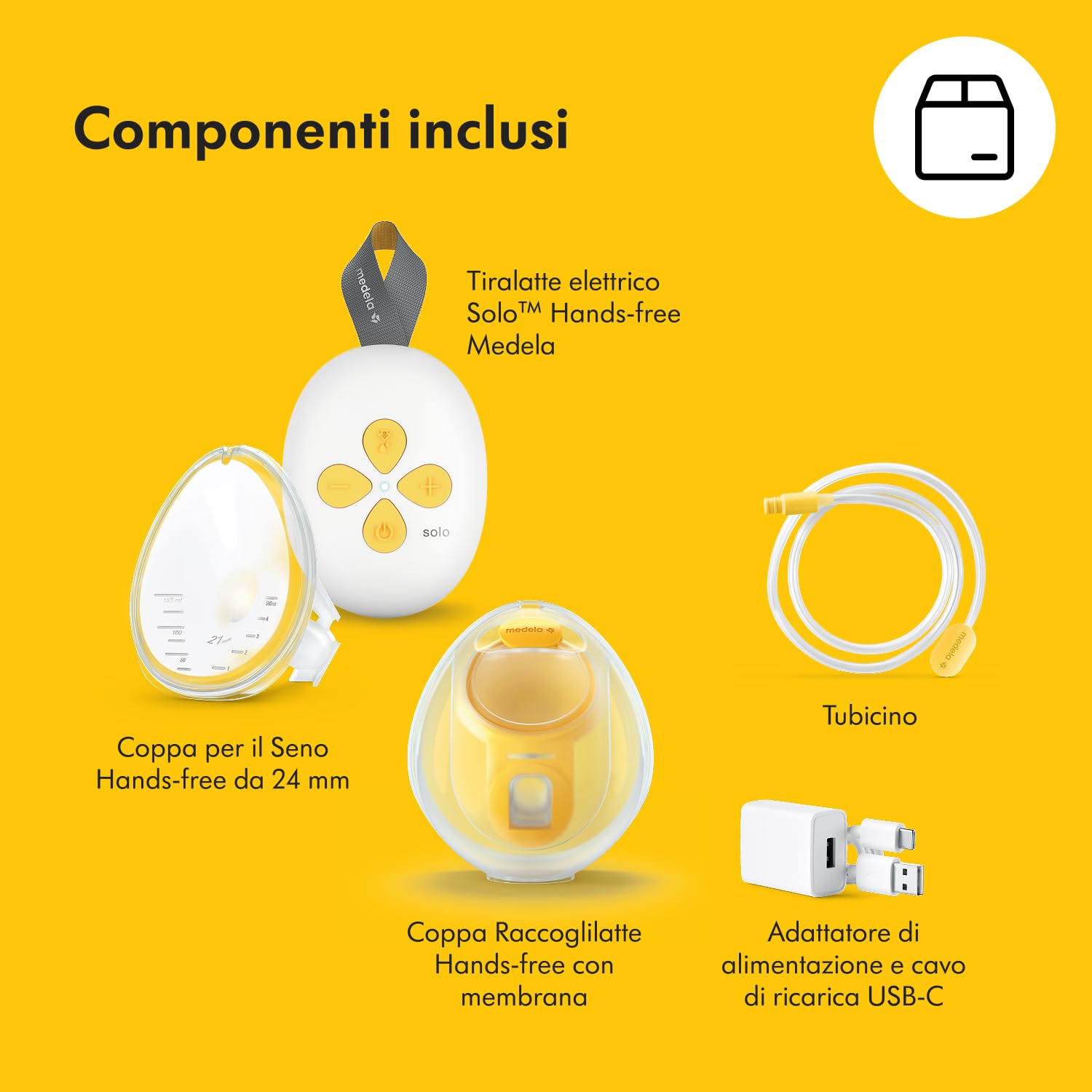 Medela Solo Hands-free Tiralatte Elettrico Singolo, Design Portatile Leggero e Compatto, Compatibile con App Medela Family