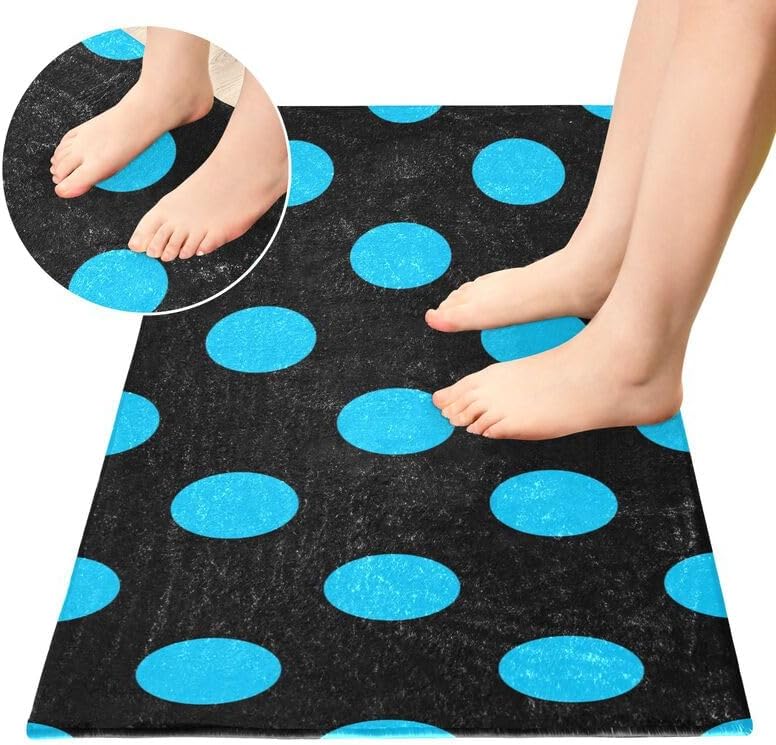 Miniatura 4 de Alfombra antideslizante de lunares azules grandes, lavable a máquina, alfombra de entrada para baño, decoración de lavandería, 39 x 20 pulgadas