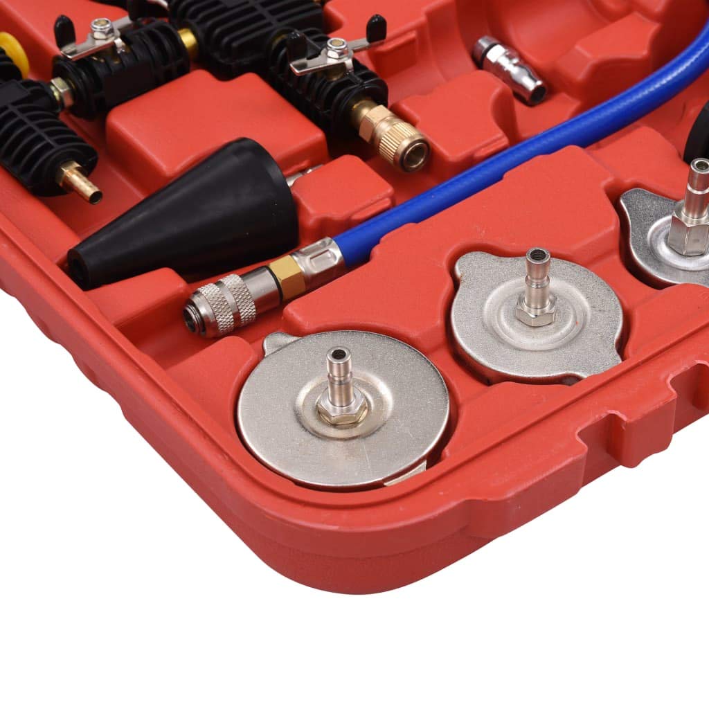 Comprobador de presión con 28 tapones de prueba, juego de herramientas de aluminio y plástico, juego de comprobador de tapa del radiador universal para coche, moto, mantenimiento de coche