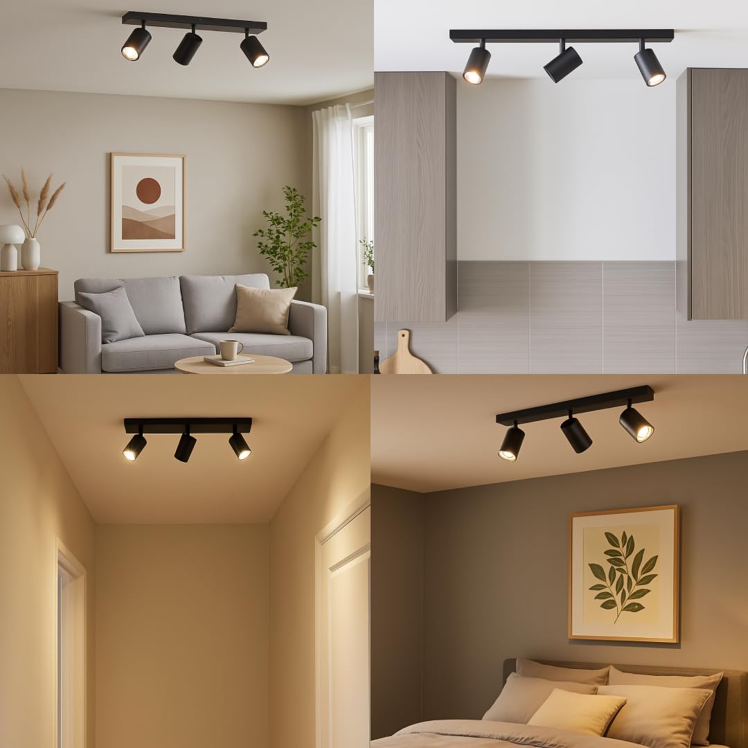 Brilliant Jello LED Spotbalken 3-flammig – Deckenleuchte aus Metall in Schwarz matt mit schwenkbaren Köpfen, inkl. 3× LED GU10 (350 lm, warmweiß), dimmbar, IP20