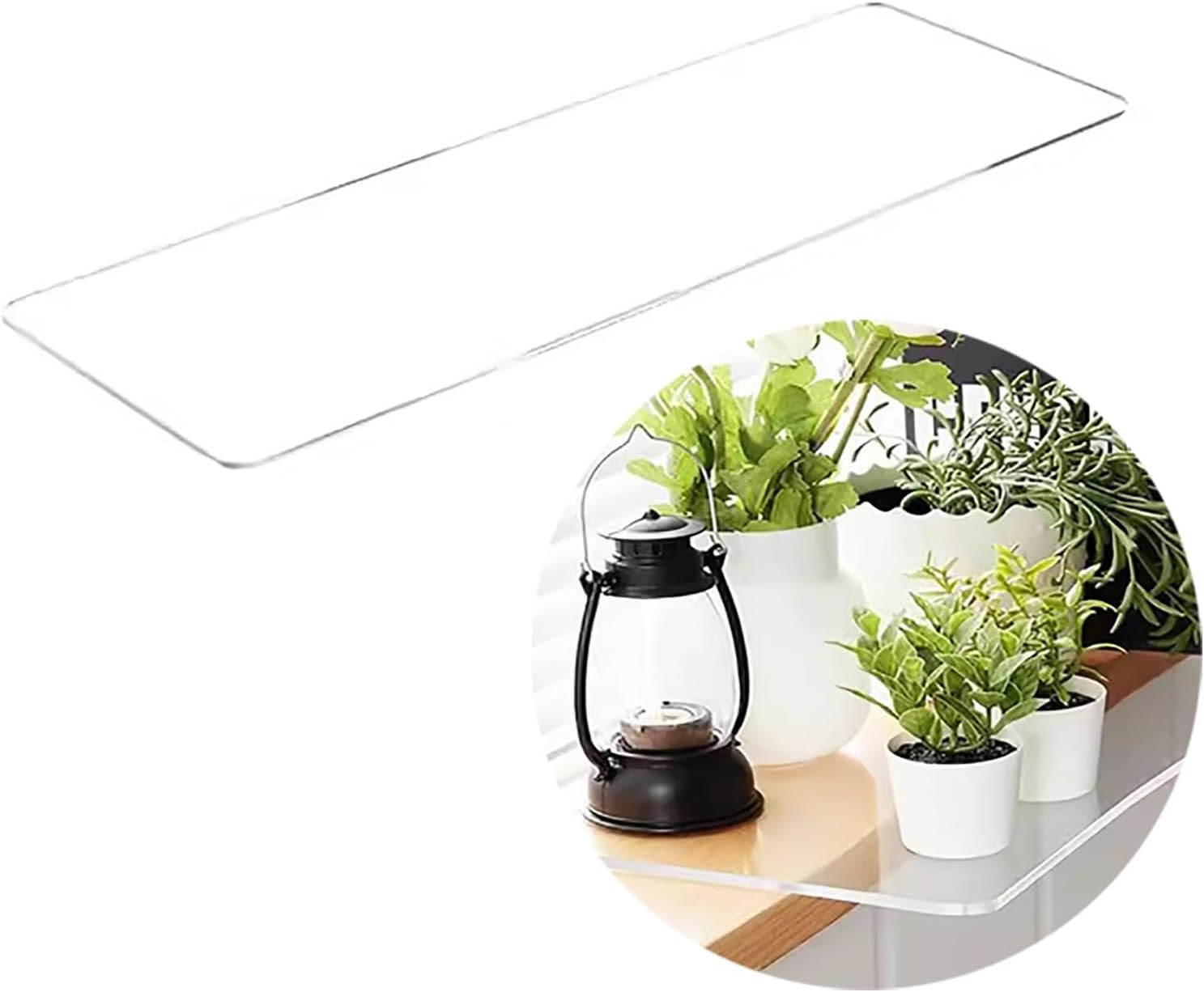 Extensor acrílico de alféizar transparente de 50x15 cm y 4,5 mm de grosor con adhesivo doble cara