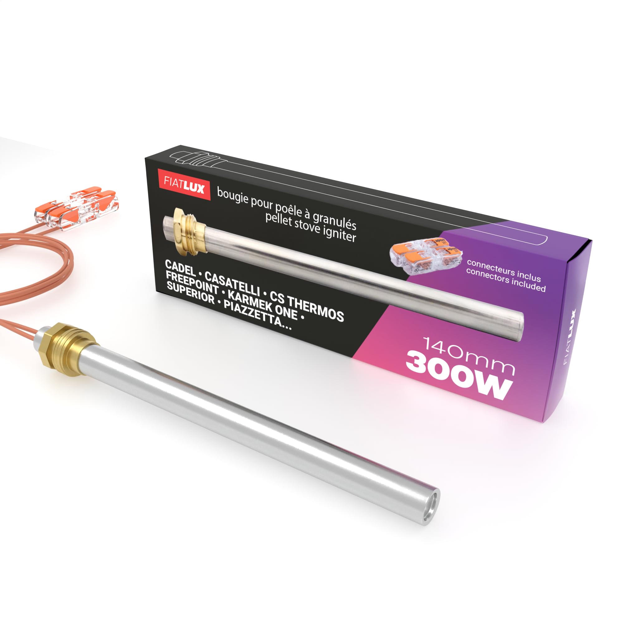 Bougie de poêle à granulés 300W - 140mm - diamètre 9,9mm