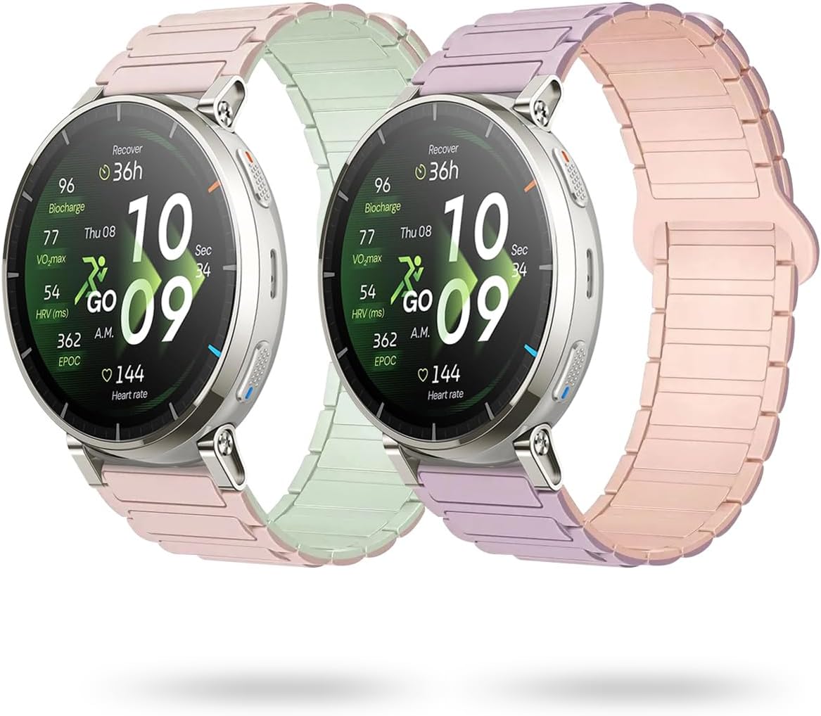 Magnetic Watchband Compatible with Amazfit Active 3 1.32" Bands, 20mm Silicone Sport Strong Magnet Strap for Amazfit Active 2 Smart Watch for Men & Women