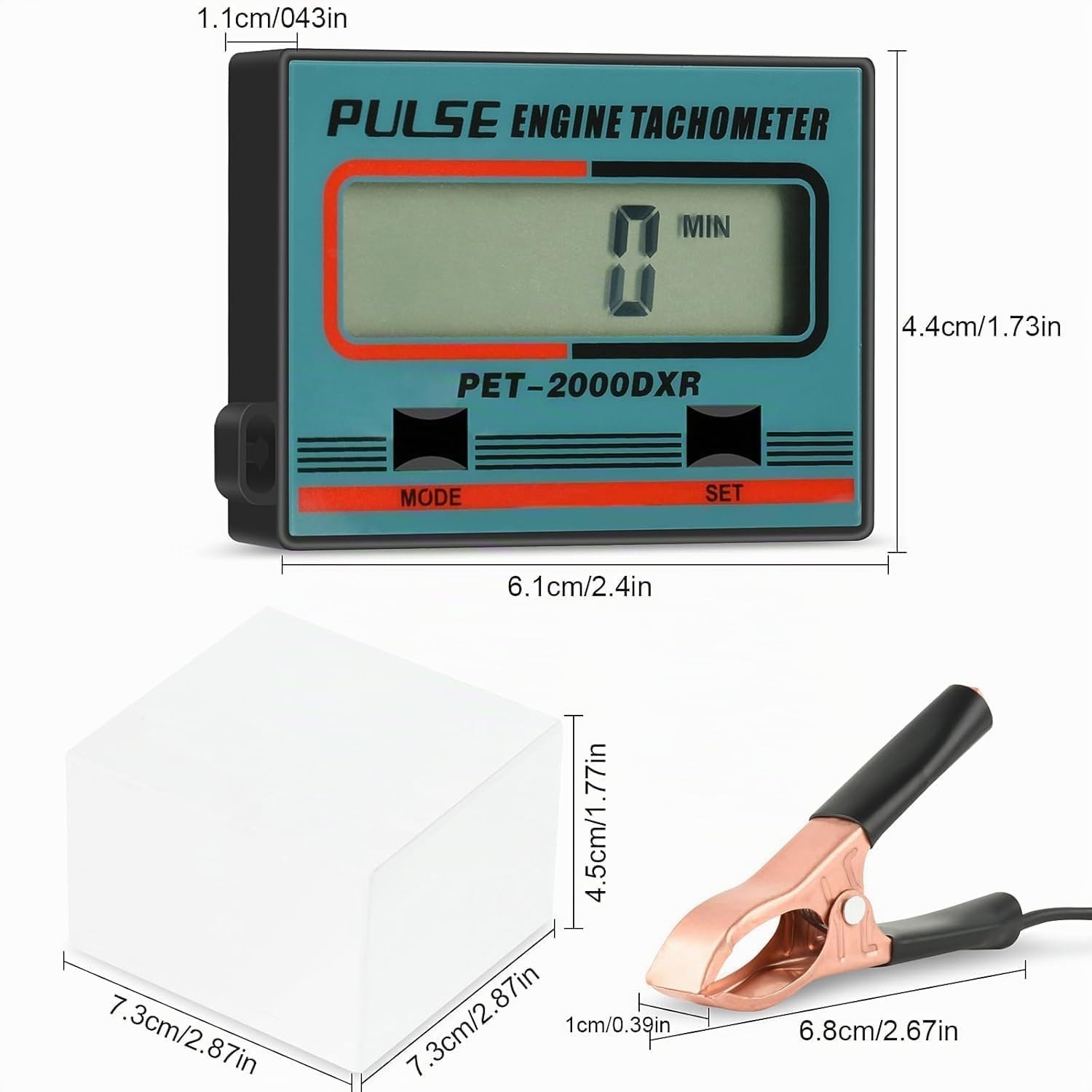 Compte Tour Moto, Tachymètre Numérique avec écran LCD, Adapté aux Tronçonneuses, Adapté aux Petits Moteurs 2 Temps/4 Temps, Moteurs à Essence et Tondeuses à Gazon, Minuterie en Minutes