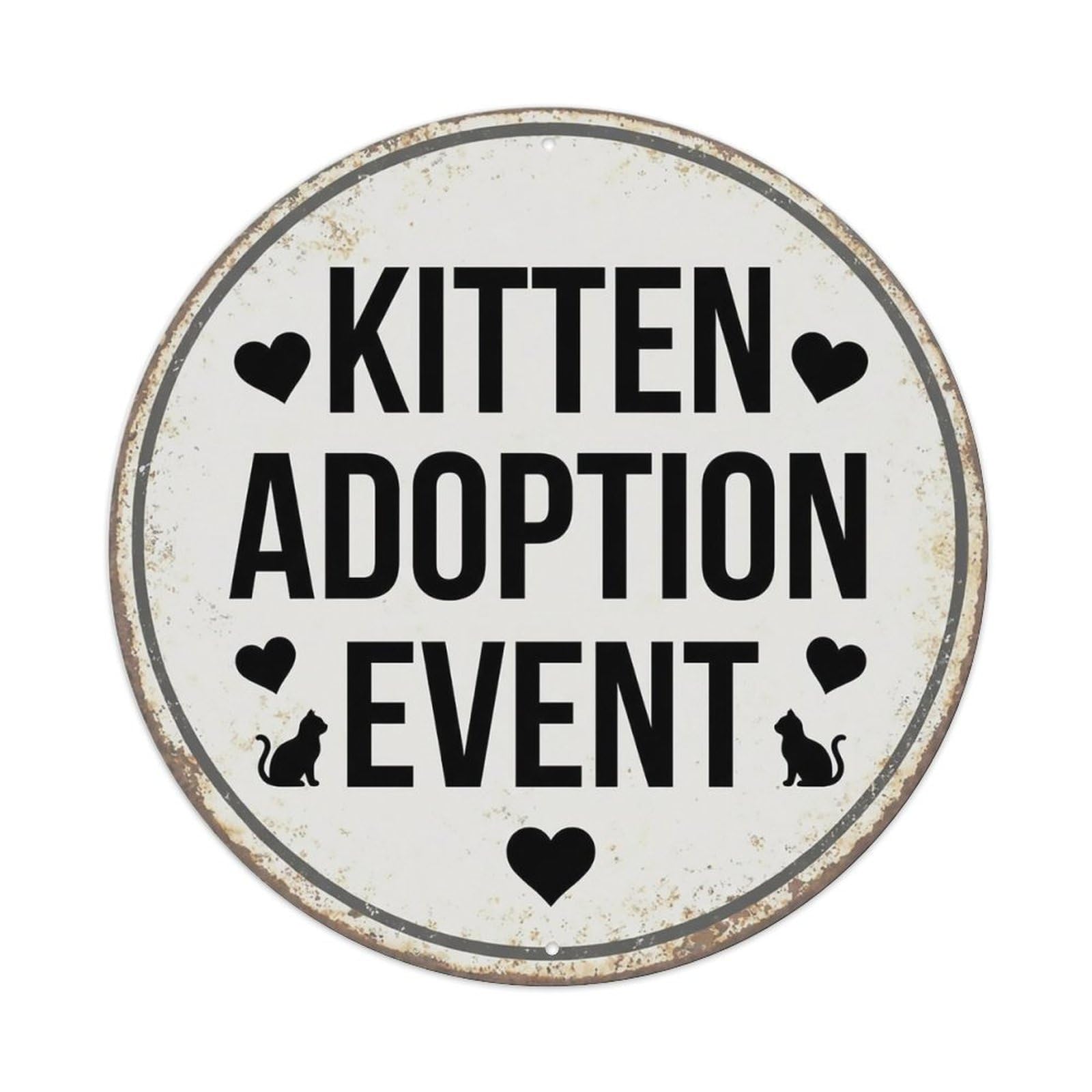 Vintage Kitten Adoption Event Venue Metal Tin Sign
