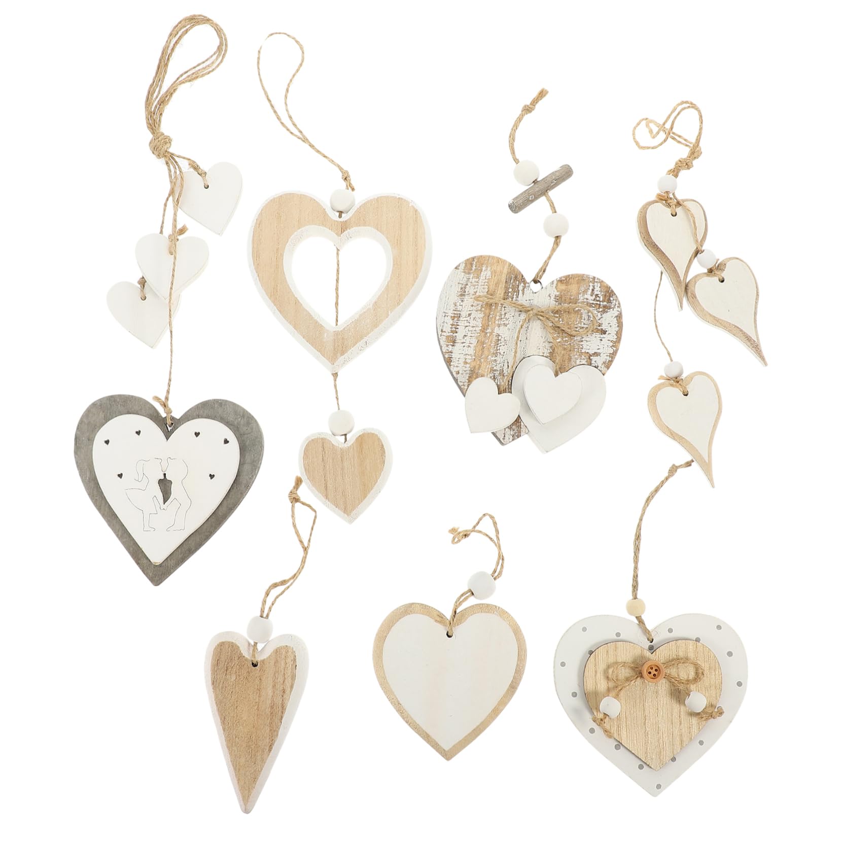 Cabilock 3 Set Di Palline A Forma Di Cuore in Legno Ciondolo A Forma Di Cuore Da Appendere Decorazione Per La Casa Per La Festa Di
