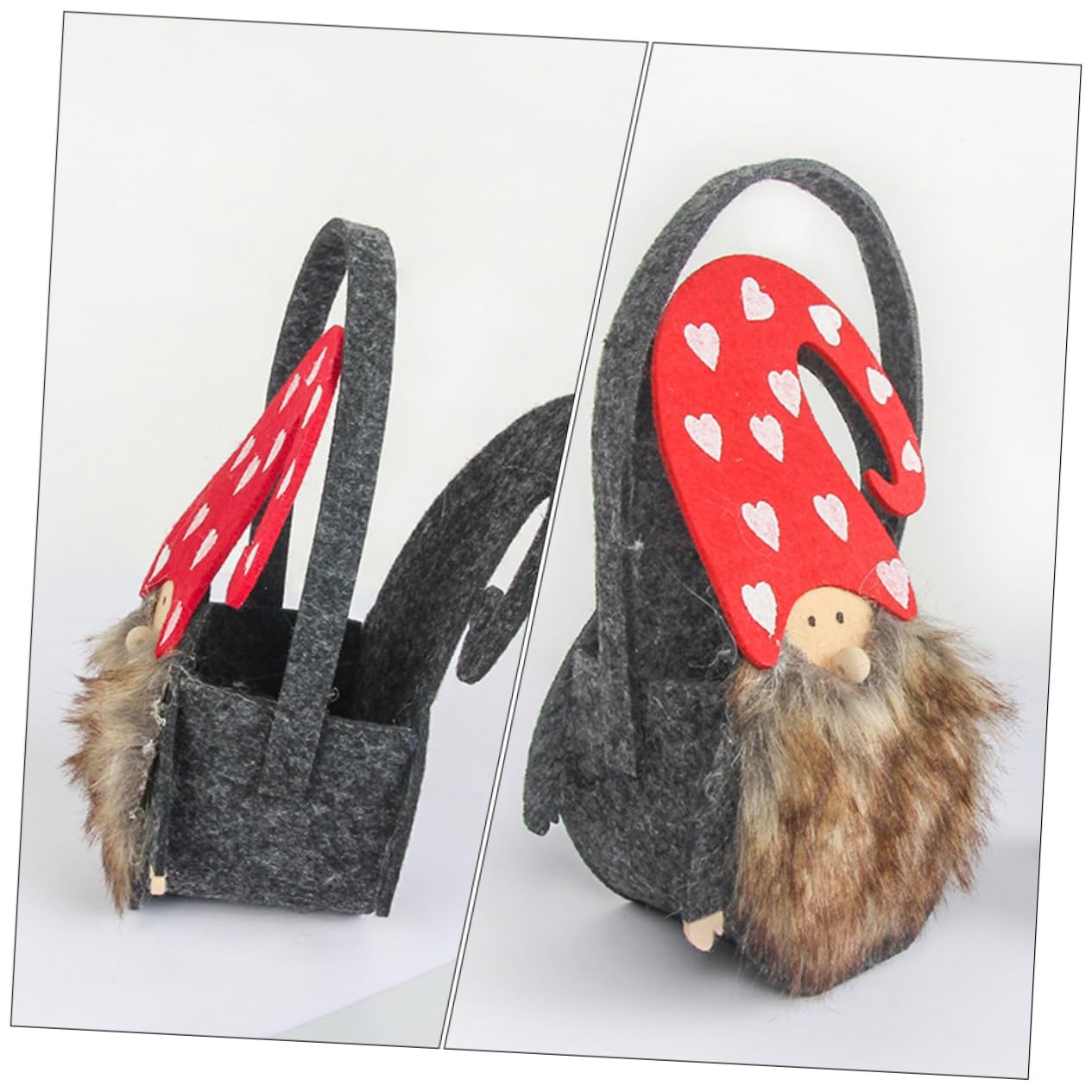 OKUMEYR 2Pcs Christmas Storage Baskets Cute Felt Present Bags for Candy and Treats Decorative Containers for Holiday Tabletop Decoration