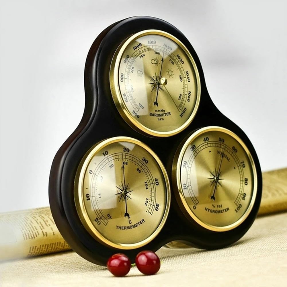 VINGAA Barometer, barometrisches Manometer für Zuhause, Barometer, Thermometer, Hygrometer, mechanische analoge Wetterstation, für Wohnzimmer, Schlafzimmer, Büro