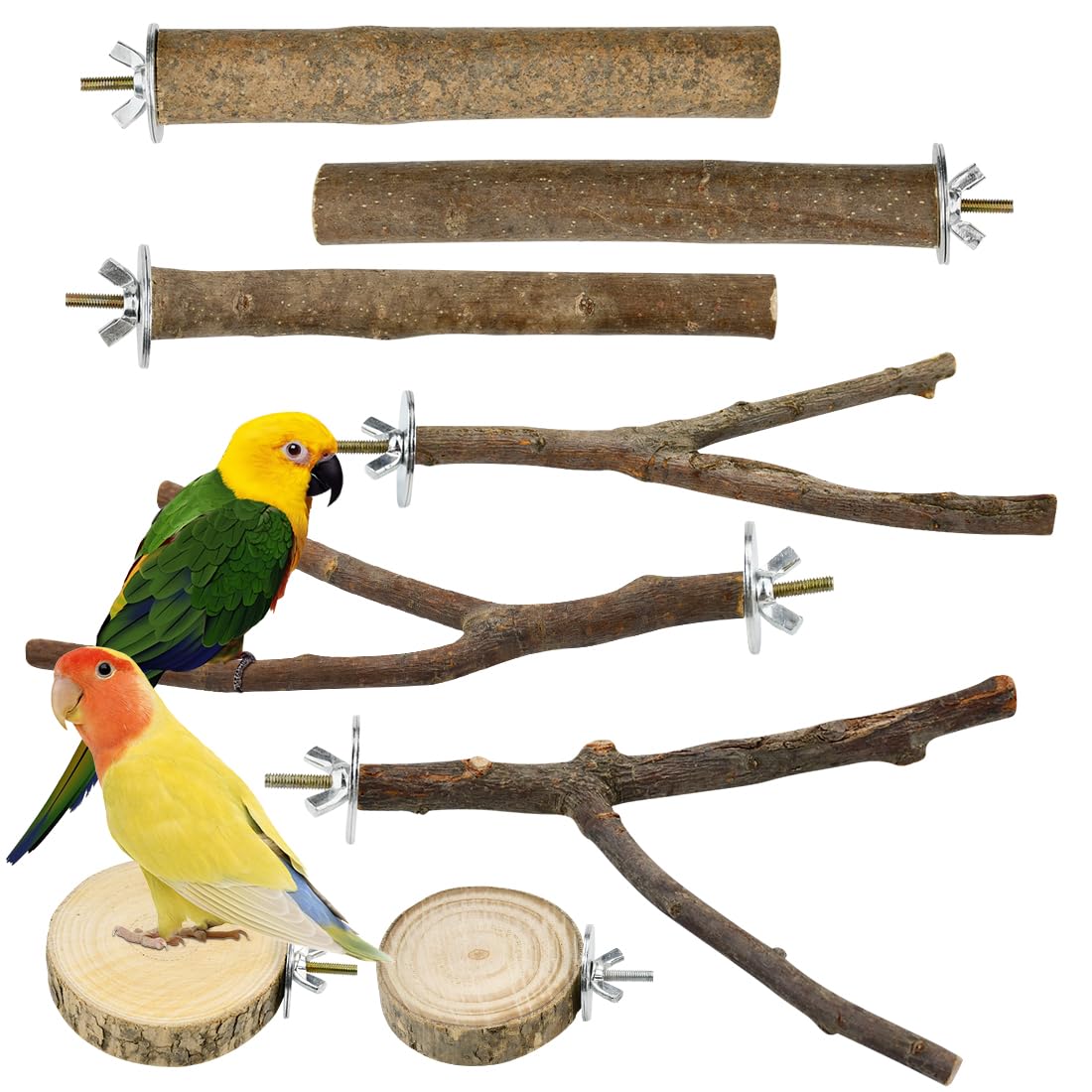 VGECEE Naturholz Sitzstangen-Set (8er)