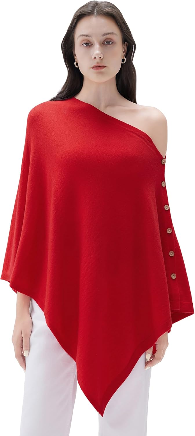 SUUKSESS Women Cashmere Knit Poncho Shrug Bolero Lightweight Shawl Wraps Pullover Sweater