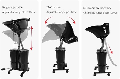 Miniatura 6 de Lavabo portátil de salón de belleza con bomba eléctrica fregadero de lavado de cabello ajustable en altura barbería para mujeres mayoresembarazadas