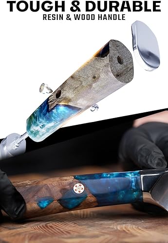 Miniatura 19 de DALSTRONG Cuchillo de filete - 6.5 pulgadas - Serie Valhalla - 9CR18MOV HC Acero - Resina Celestial y Mango de Madera - con Funda de Cuero