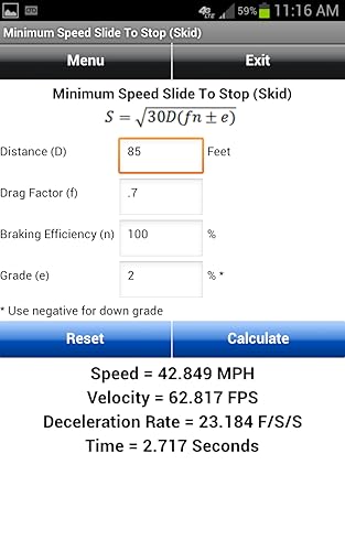 Accident Reconstruction Calculator