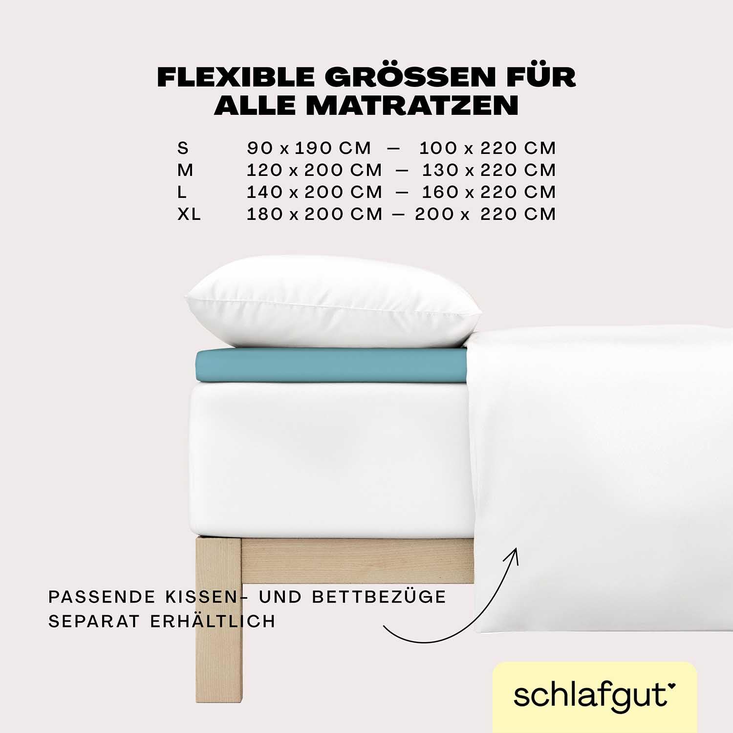 Schlafgut Easy Jersey Elasthan Topper Spannbettlaken 180x200 bis 200x220 Petrol Mid, Spannbetttuch aus superweicher Baumwolle mit Elasthan