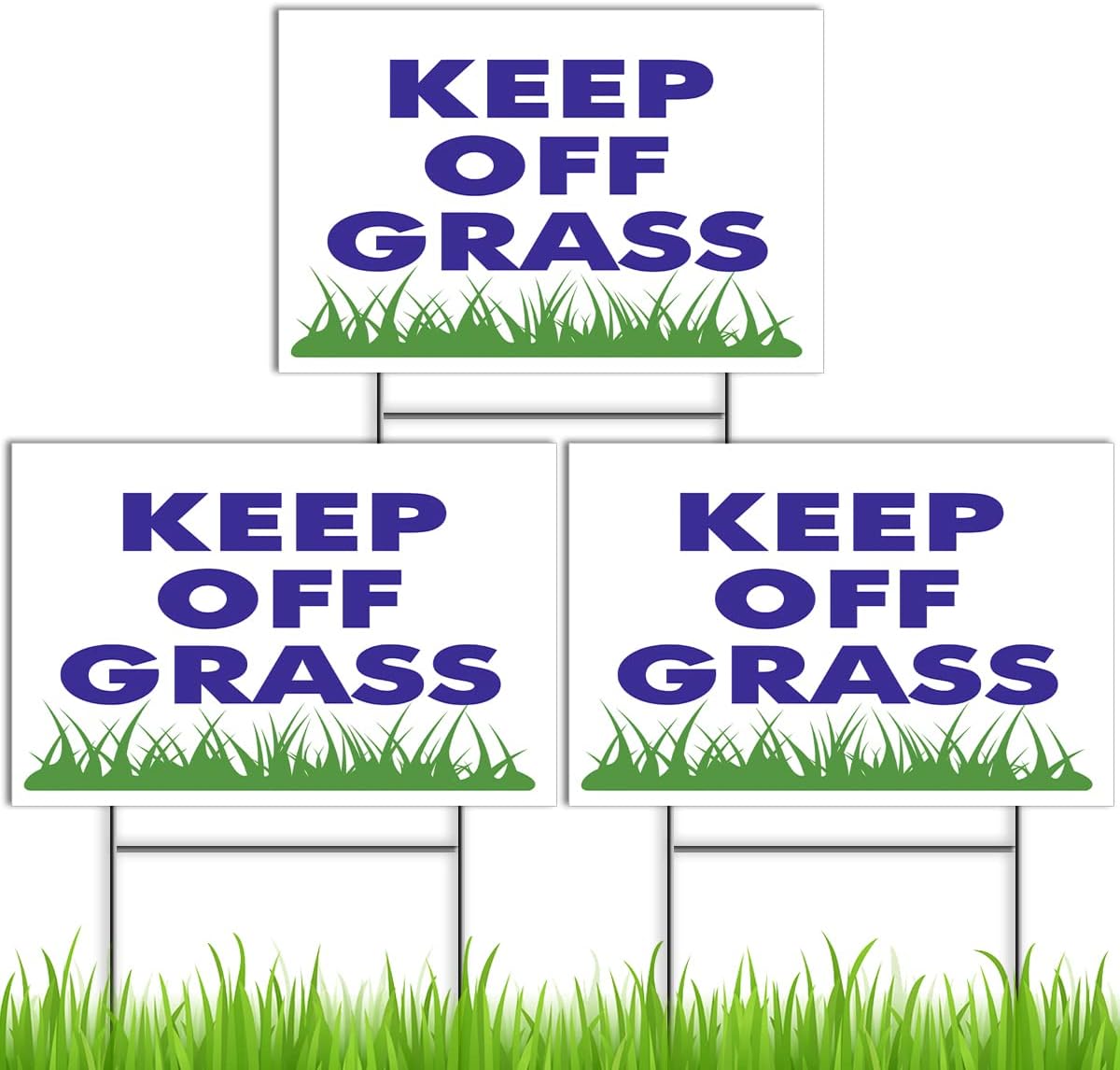 Dimarongton 3 Keep Off Grass Signs 8x12 inch- Stay Off Grass Signs - Keep Dog Off Signs - Stay Off Lawn Signs - Stay Off Sign - Do Not Walk on Grass - Plastic Coroplast Yard Signs with Stakes, 3 Sign