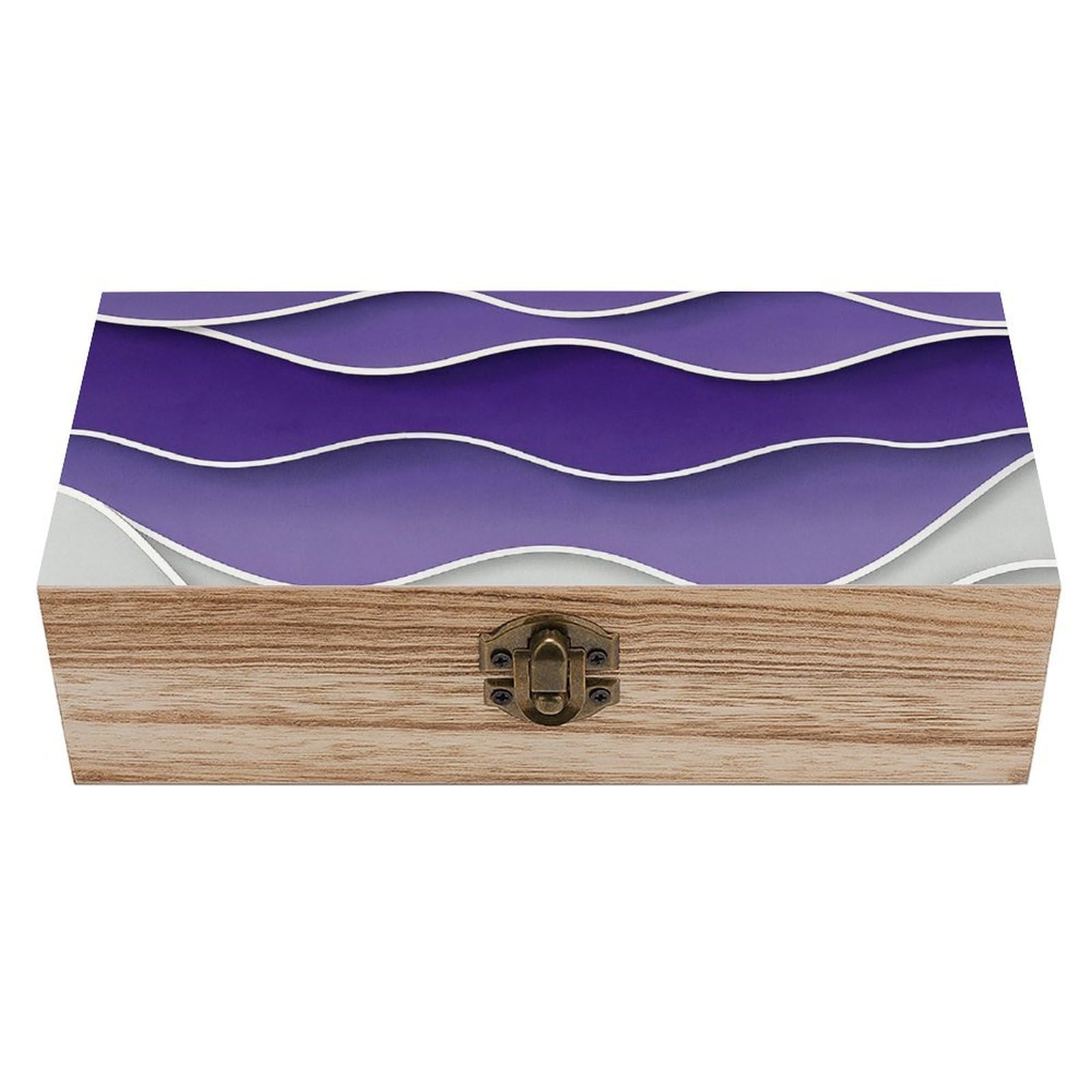SMAZDFXX Abstract Purple Sea & Beach Wooden Storage Box Multipurpose Decorative Box for Jewelry Photo Home Decor