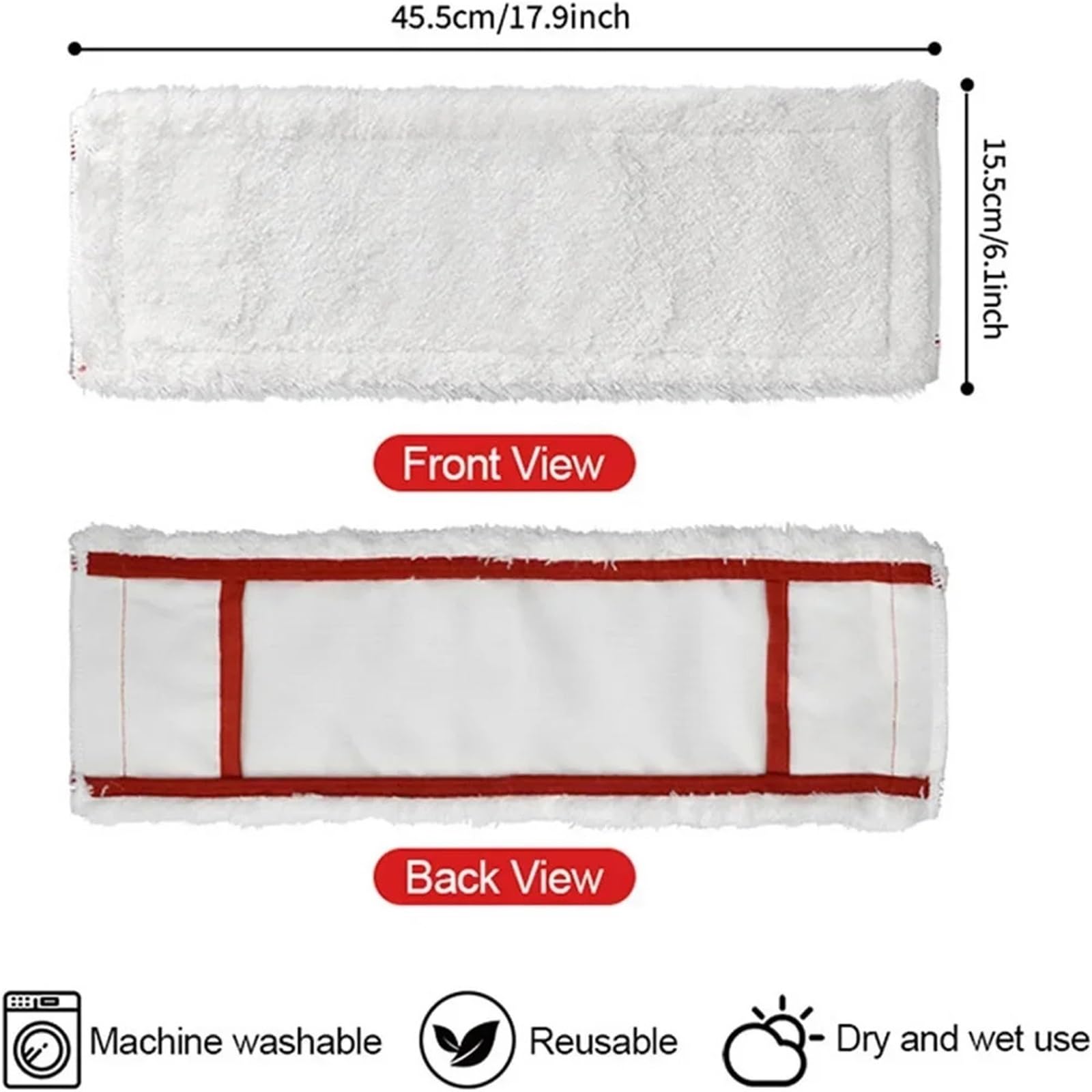 Mop Pads Paquete de 3 Almohadillas de Repuesto de Microfibra for trapeador Plano, Lavables y Reutilizables, Piezas de Limpieza for el hogar.