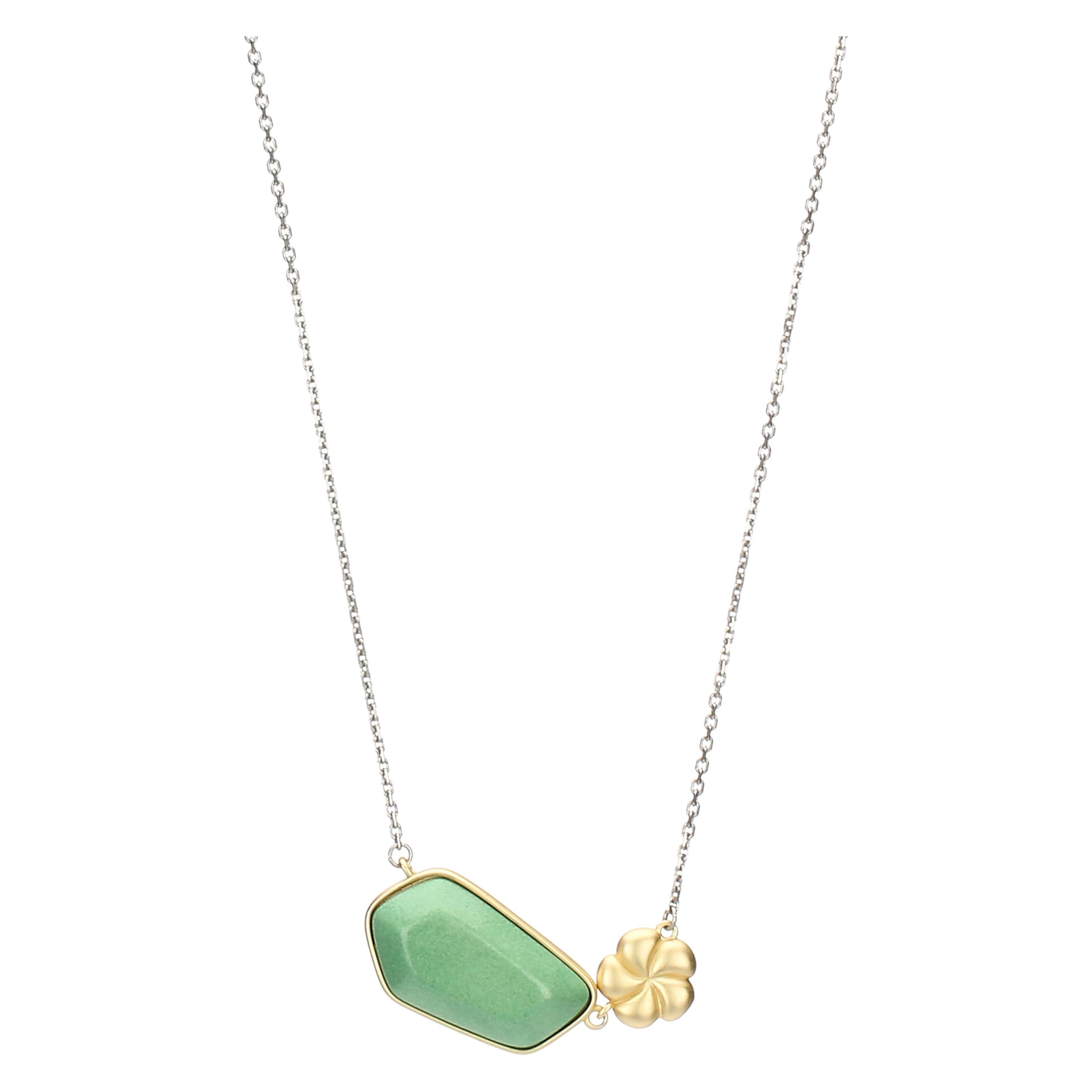 THUN - Collana con pietra e fiore - ceramica, metallo - Collezione Dedicato a te - 40 + 5 cm