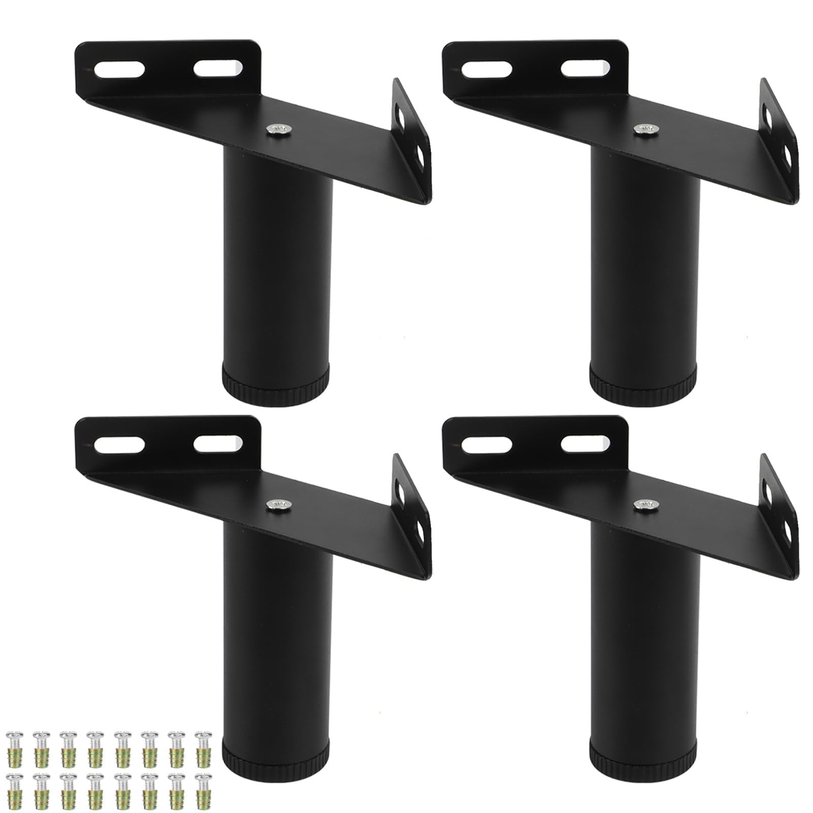 UYHBCNQD 4Pcs Replacement Legs Set Aluminum Furniture Legs Alloy Bed Support Leg Adjustable Dresser Extenders Feet Cabinets Legs Parts(Nero,10cm)