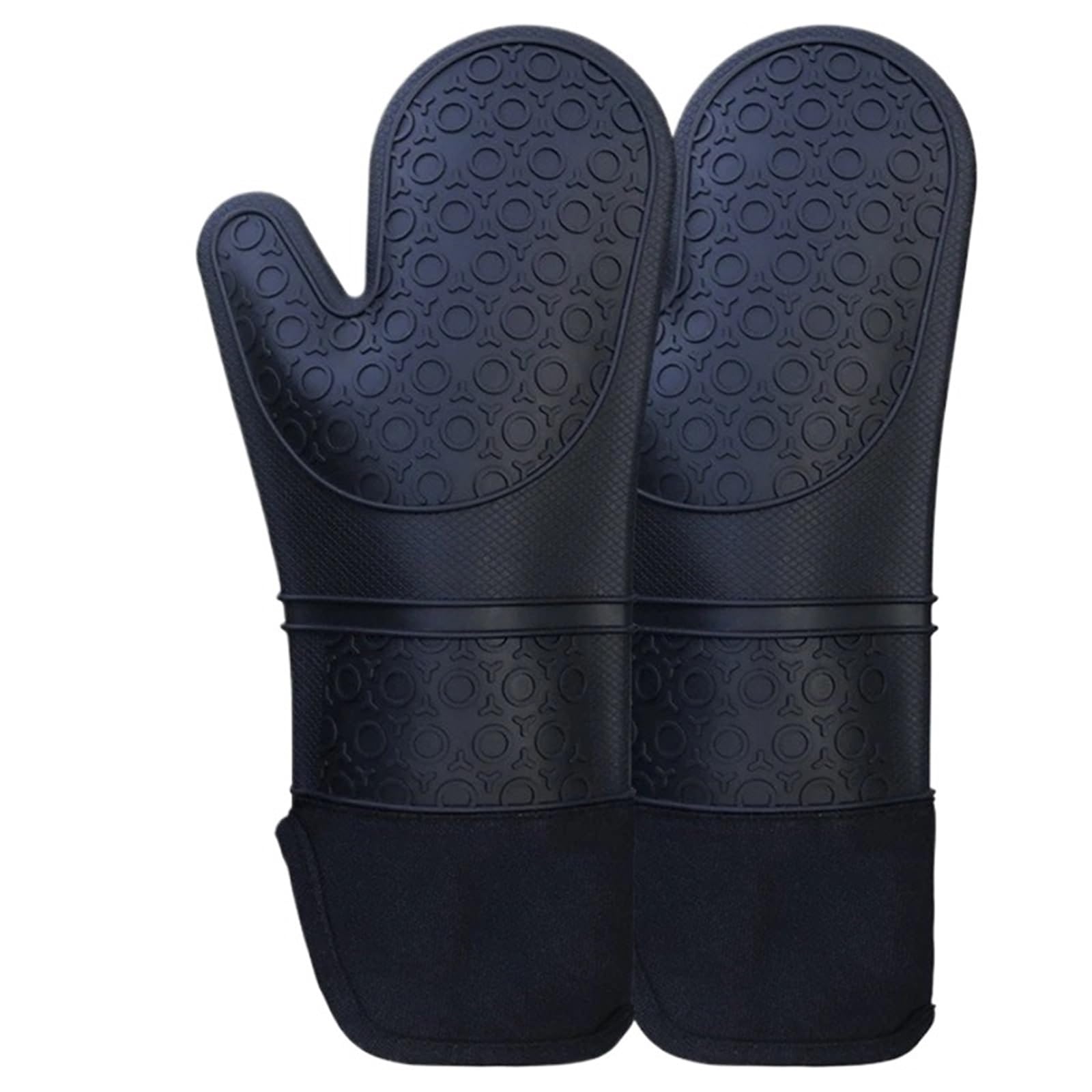 Oven Gloves 2pcs Insulated Oven Gloves Silicone Heat-proof Mitts Microwave Baking Tools Household Kitchen Bar Bakeware for Your Kitchen(Black)