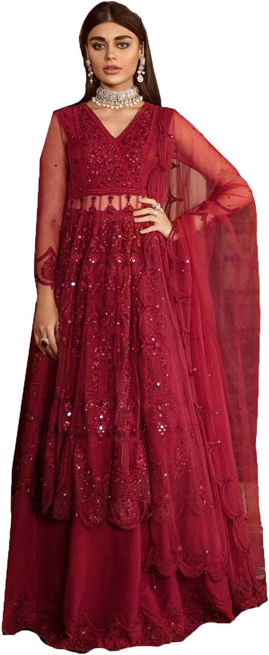 Indian Pakistani Women Girls Salwar Kameez Heavy Traditional Embroidered Designer Bollywood Wedding Dress Material.ICW2704-1