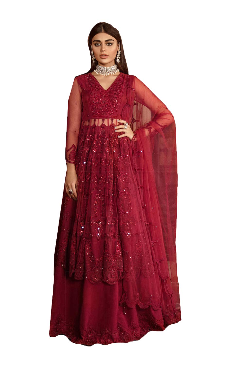 Indian Pakistani Women Girls Salwar Kameez Heavy Traditional Embroidered Designer Bollywood Wedding Dress Material.ICW2704-1
