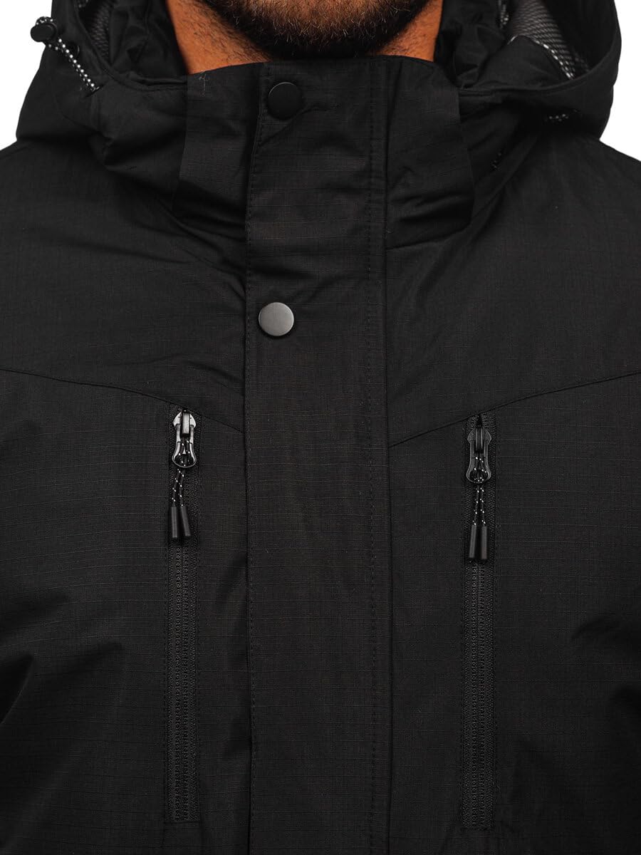 BOLF Hombre Chaqueta acolchada de Entretiempo con Capucha Cierre de Cremallera Cazadora Aviador Sweatshirt Ropa de Abrigo Plumas Jacket Outdoor Básico Estilo Deportivo Mix 4D4