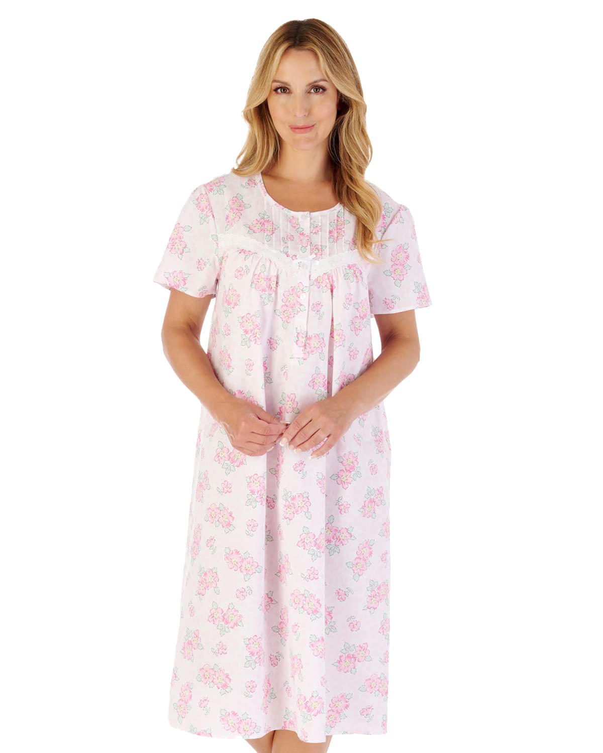 Slenderella Floral Short Sleeve Nightie ND03206 Pink 16-18