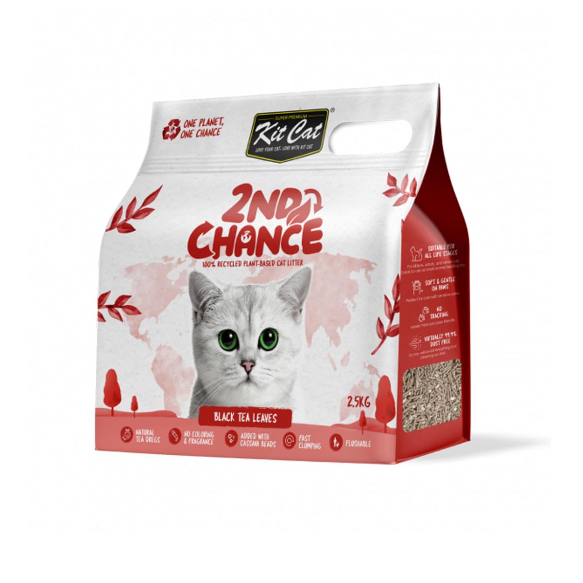Kit Cat Arena, confezione da 6 foglie di tè nero, piselli e yuca, 2,5 kg