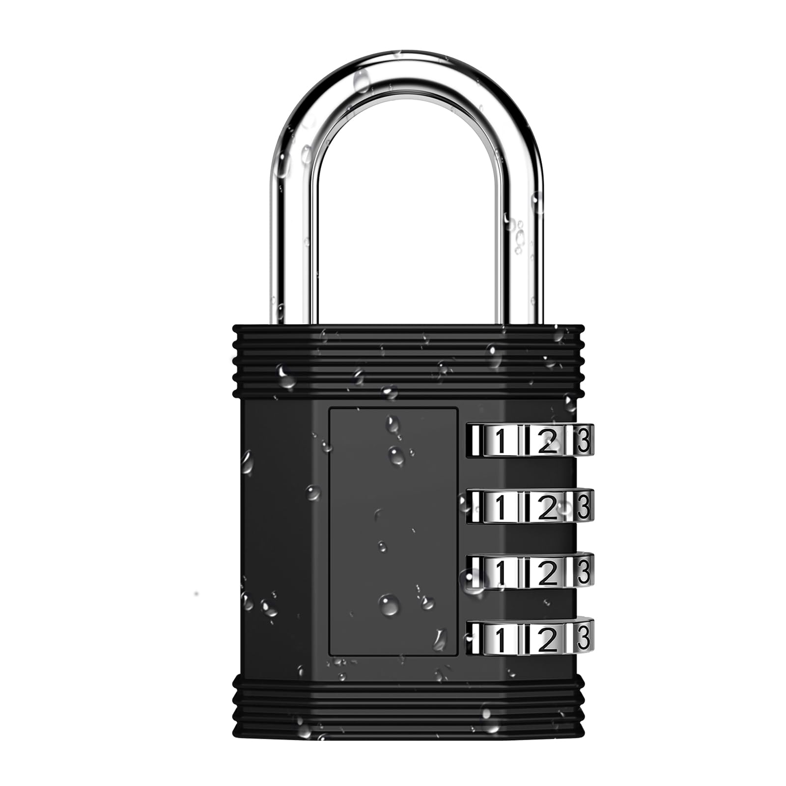 ZHEGE Zahlenschloss 4 stellig, Spindschloss für Fitnessstudio Spind, Schulespind, Schrank, Schloss mit Zahlencode Wetterfest für Tür, Schuppen, Zaun, Vorhängeschloss Aussenbereich (Schwarz)