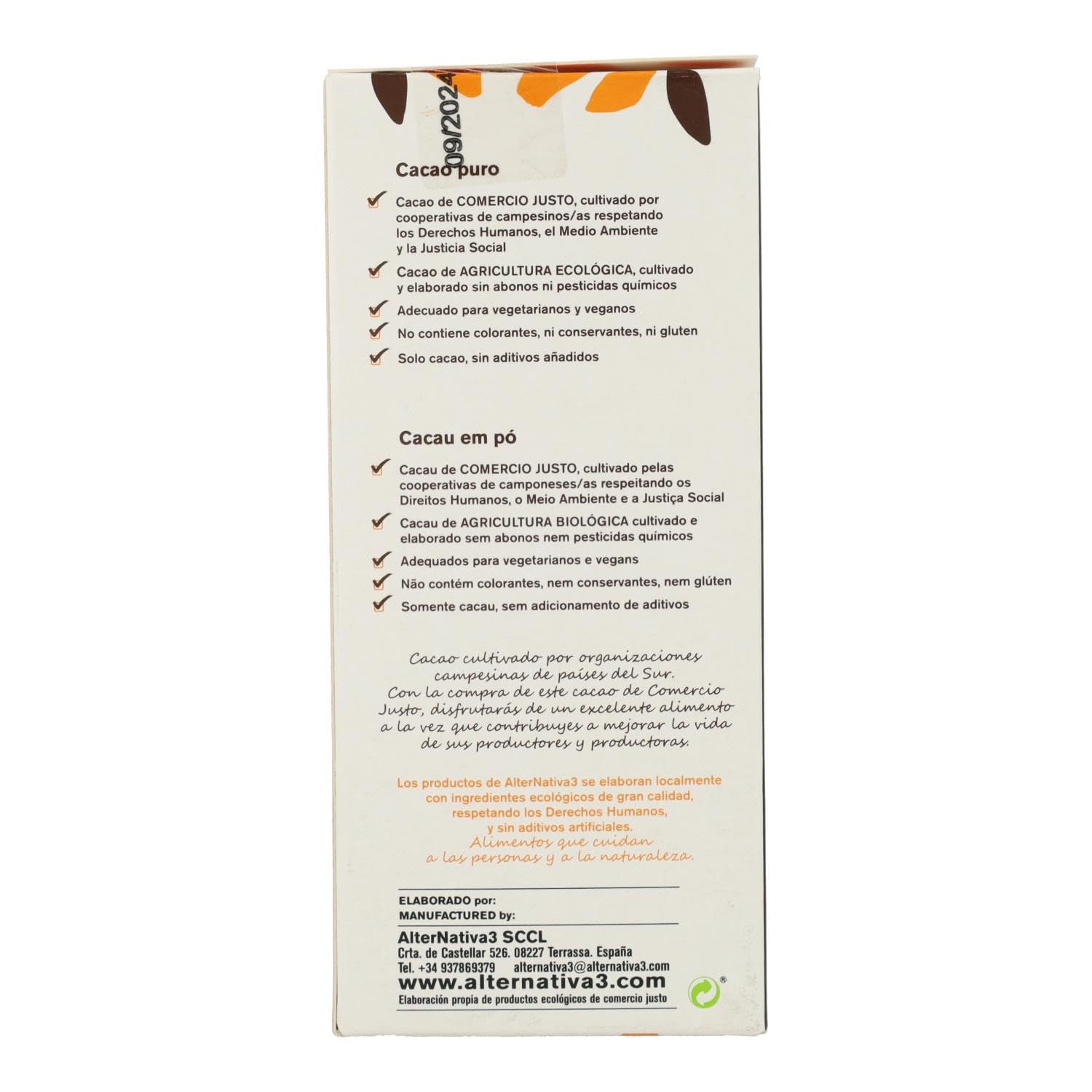 Alternativa 3 - Cacao Puro desgrasado Bio Alternativa, 150 g