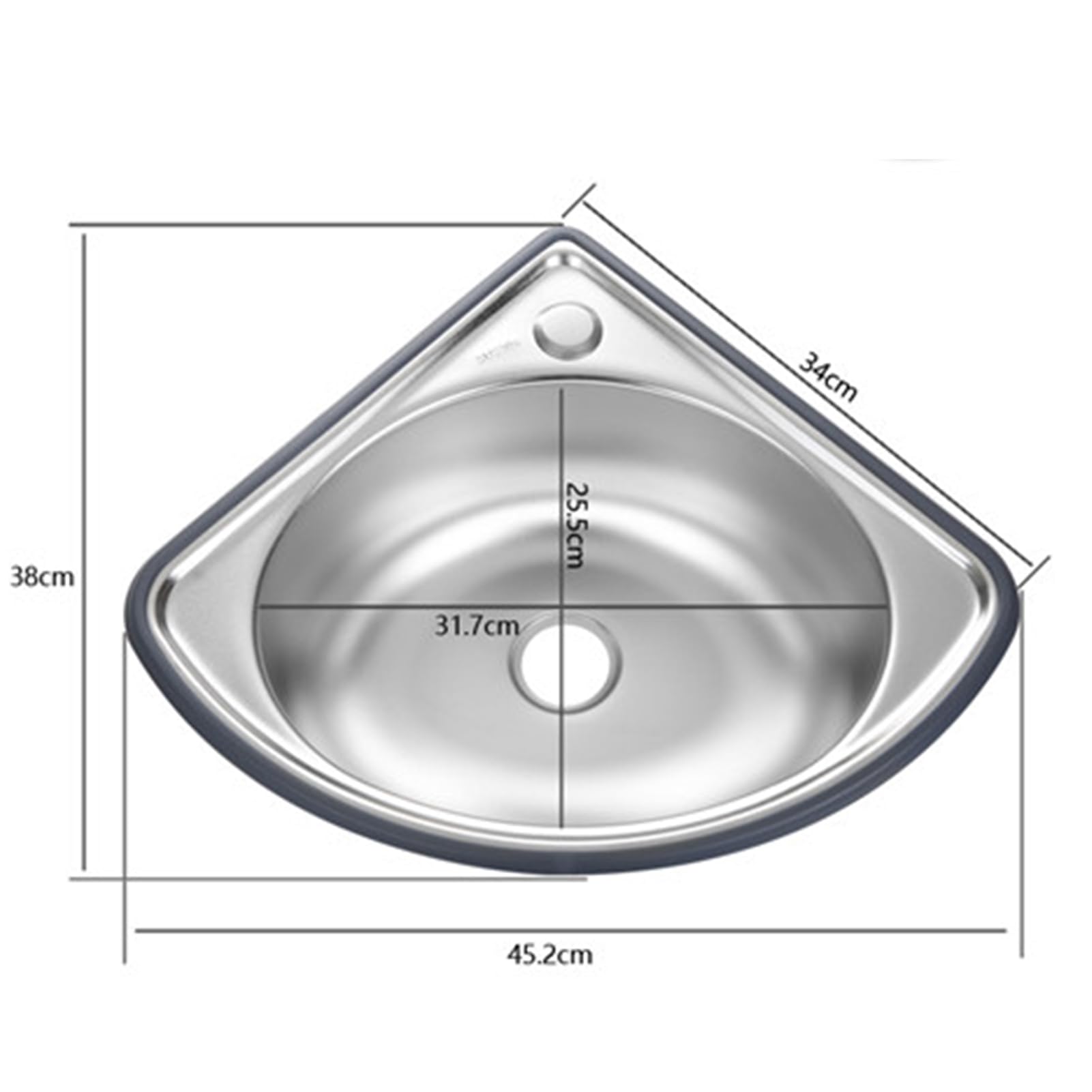 Fregadero Esquinero De Acero Inoxidable Lavabo De Pared Fregadero De Cocina Fregaderos De Un Seno Para Autocaravana Barco Baño Cocina, Ahorro De Espacio (A)