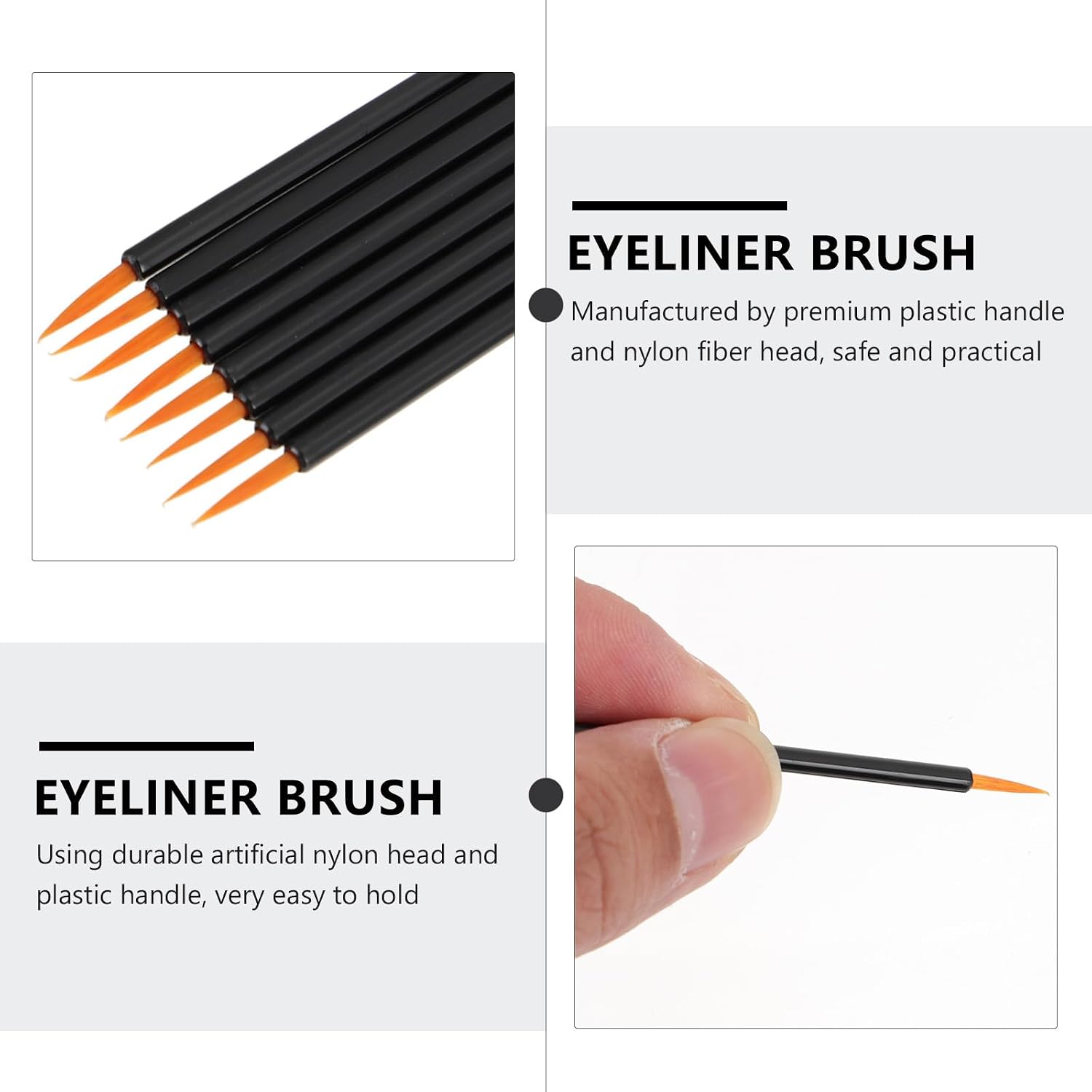 Uonlytech Disposable Fine Nylon Eyeliner Brush 100pcs Set, Makeup Eye Brush Applicator for Precise Liquid and Gel Eyeliner, Cosmetic Eye Tool and Professional Use Random Color
