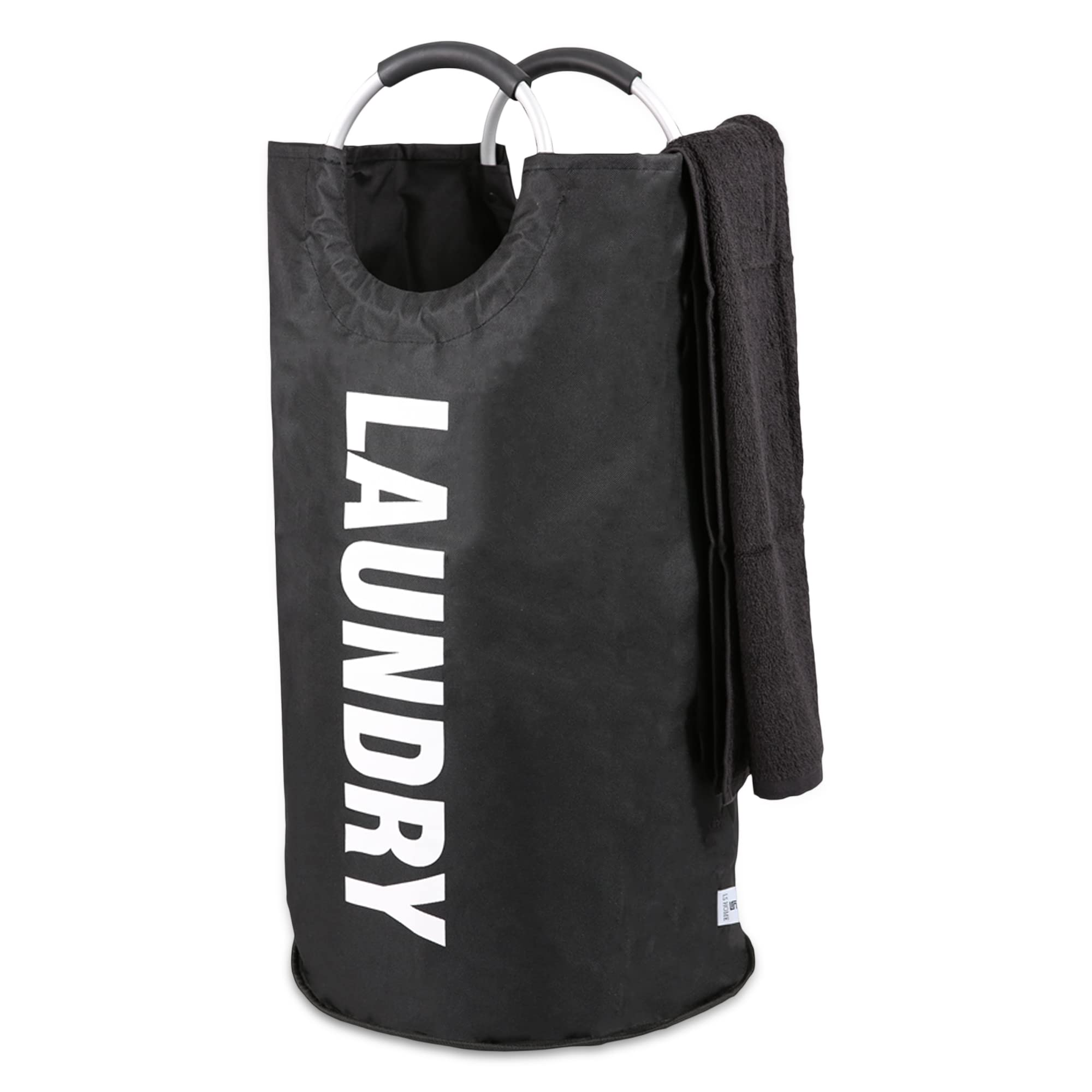 Albert Austin 82L Laundry Bag With Handles Oxford Fabric Freestanding Laundry Basket Collapsible Washing Clothes Hamper Waterproof Laundry Bin Padded Handles for Kids Bedroom Bathroom Nursery (BLACK)