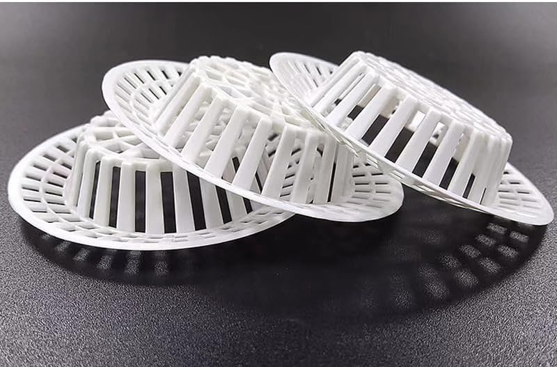Plastic Sink Drain Filter - Washable Kitchen Strainer for Food Scraps & Debris Prevention (White)