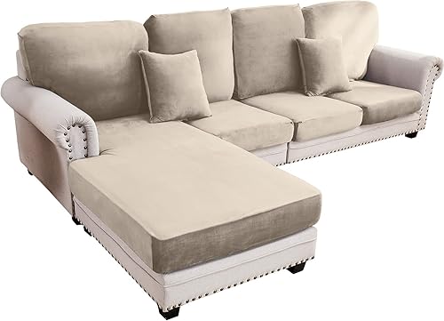 Miniatura 95 de Funda para sofá, funda de cojín de terciopelo elástico de 2 piezas, funda elástica lavable para asiento o respaldo, fundas de asiento de sofá para