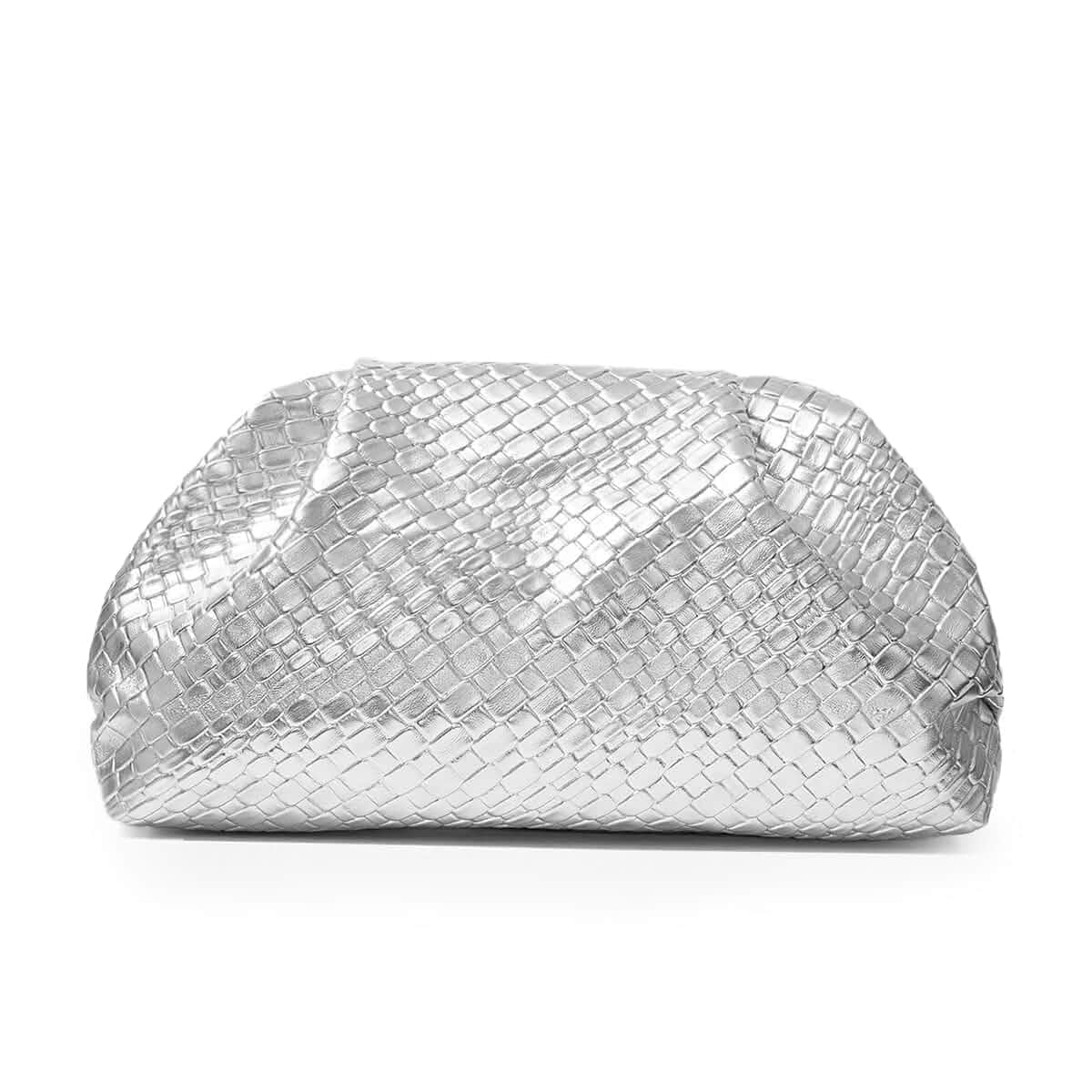 PHILOMENA Women's Woven Evening Bag Vegan Leather Clutch Purse Dumpling Ruched Bag Party Wedding Elegant Handbags