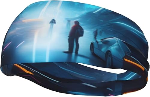 Science Fiction Future Sports Headband for Both Men and Women, Suitable for Running, Yoga, Basketball, Elastic Moisture Band.