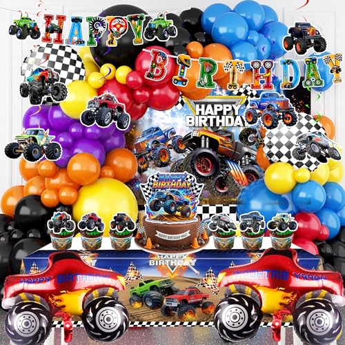 111pcs Big Truck Birthday Party Balloons Monster Truck Party Decorations