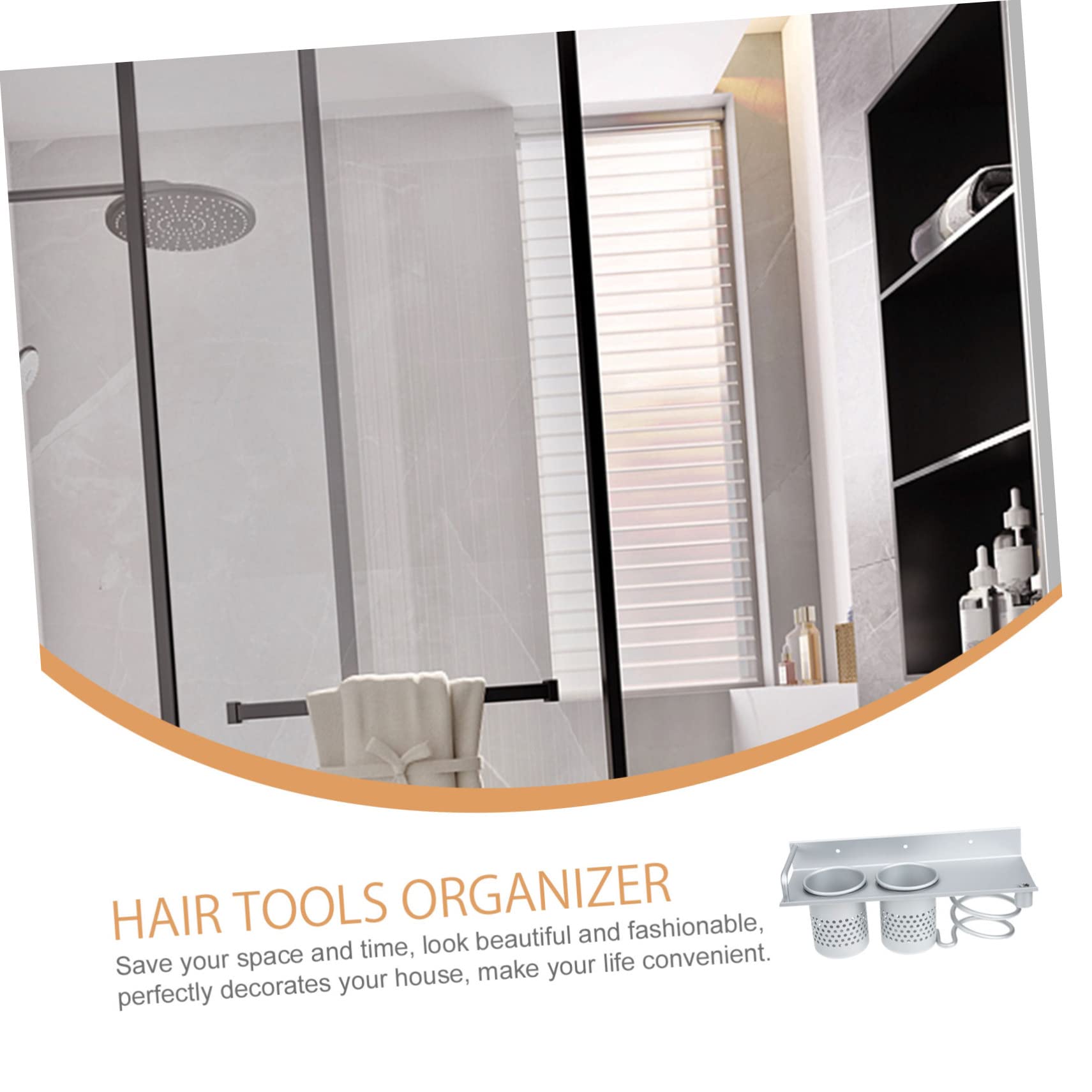MAGICLULU Badezimmer Haartrockner Halterung Wandmontage Selbstklebend Silber Doppel Ablage Haartrocknerhalter Organizer für Haarstyling Geräte Badezimmer Aufbewahrung