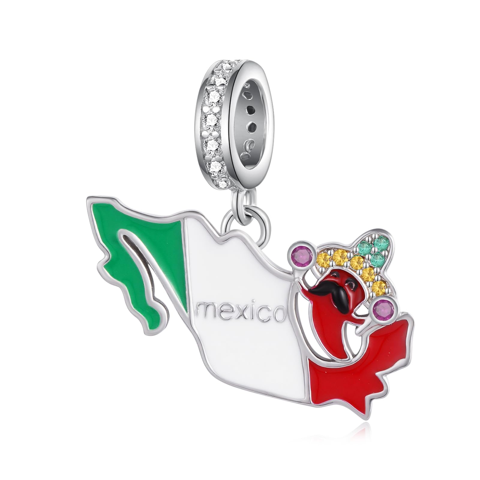 Country Flag Charms for Bracelets 925 Sterling Silver Dominican Republic/Puerto Rico/Peru/Mexican/Jamaica/Ireland/Texas Charms Souvenirs Gifts for Women National Flag Map Series Pendant Jewelry Travel Memorial Gift