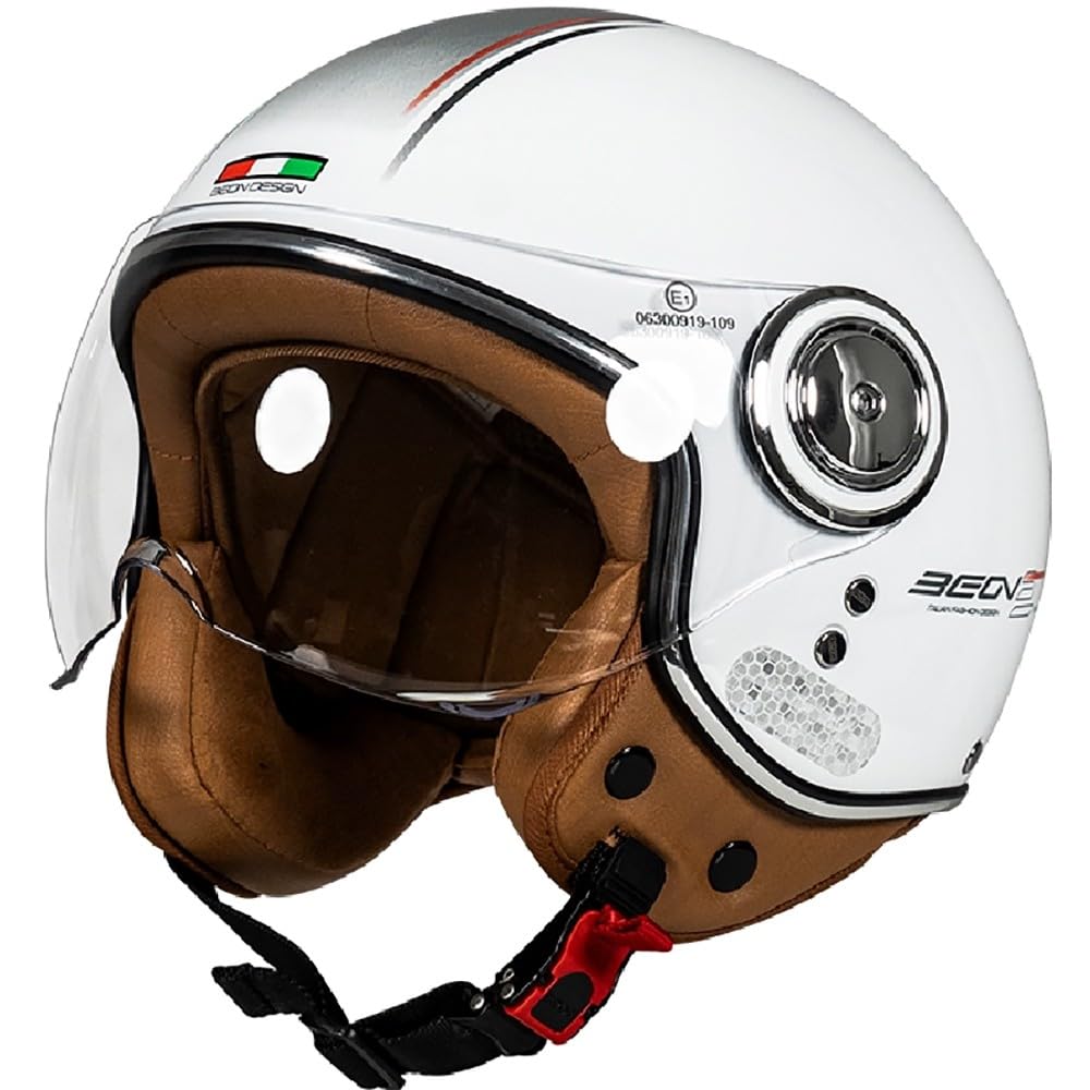 WZGGTEAM Open Face Motorcycle Half Helmet, Scooter Motorbike Crash Jet Helmet for Men and Women with Sun Visor, Road Legal ECE22.05 Approved Retro Style Motorbike