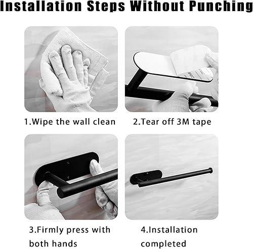 Miniatura 6 de Toalleros de papel para debajo del gabinete, soporte de pared autoadhesivo y tornillos, acero inoxidable SUS304 grueso de tubo de acero inoxidable