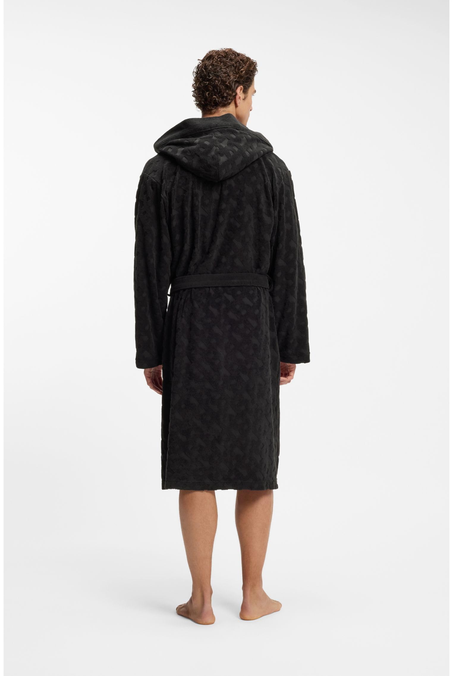 BOSS Morgenmantel Aus Baumwoll-mix Mit Terry-struktur Und Monogramm-muster