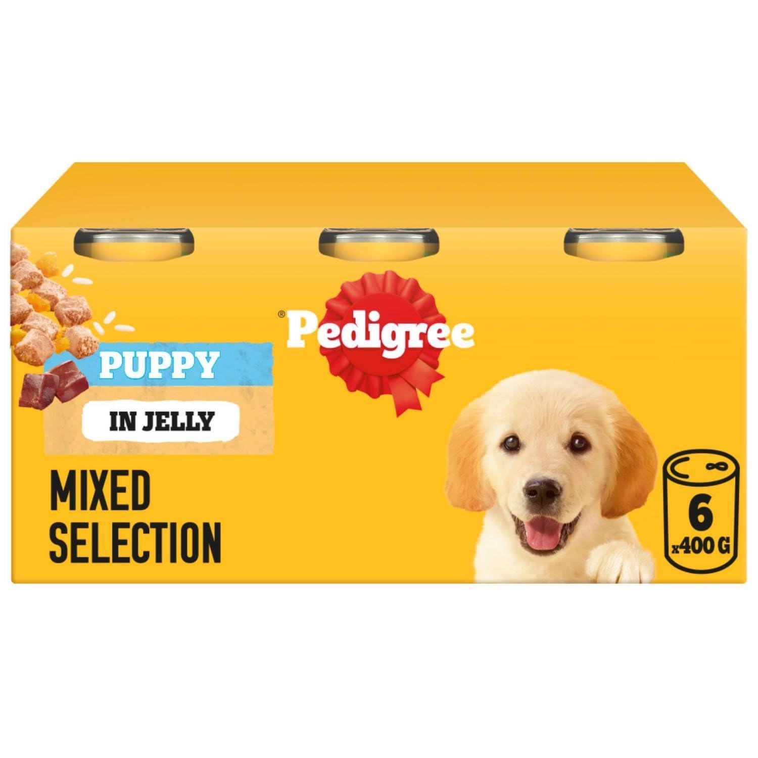 48 x 400g Pedigree Puppy Wet Dog Food Tins Mixed Selection in Jelly Dog Can