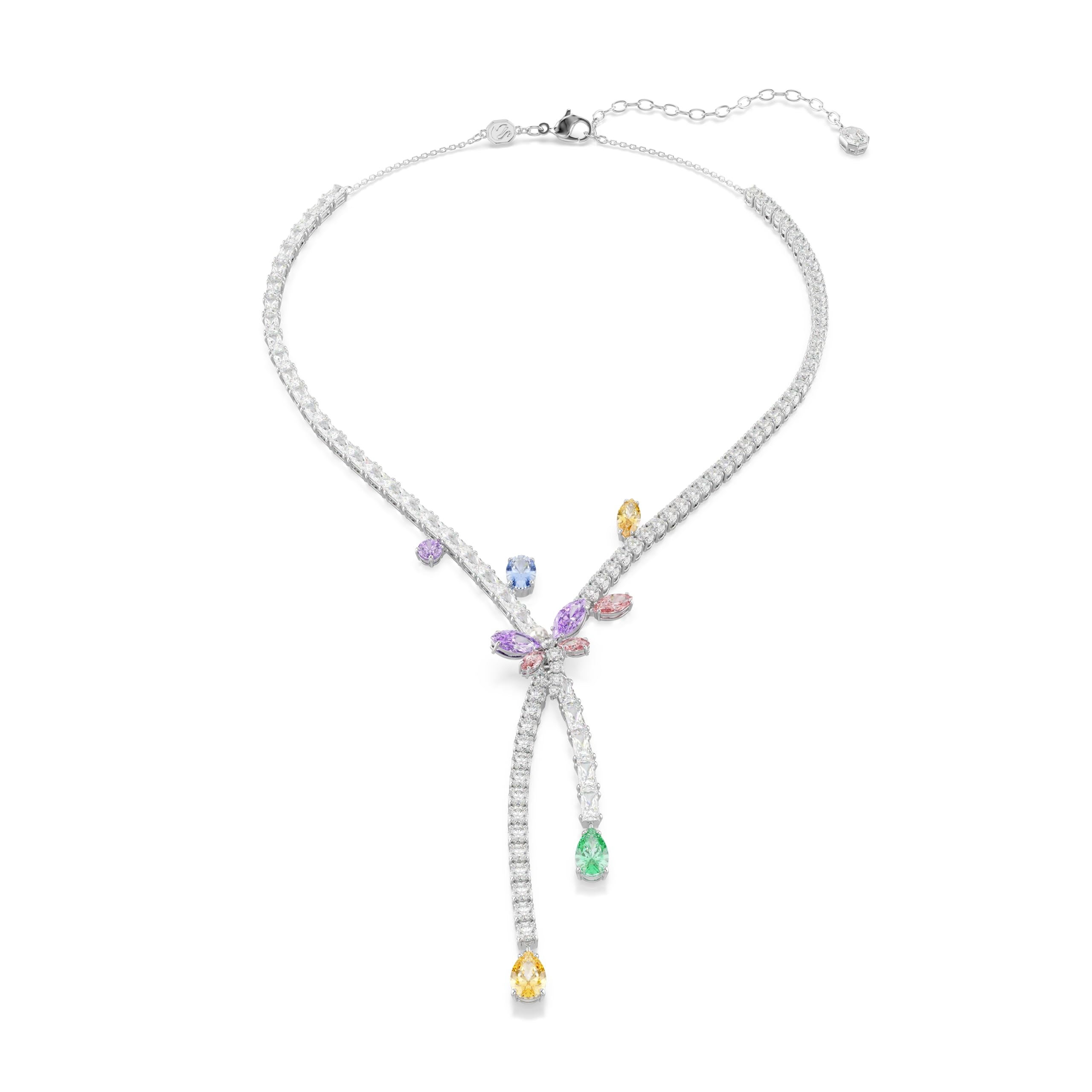 Swarovski X Ariana Grande Necklace, Mixed Cuts, Dragonfly, Multicolored, Rhodium Plated