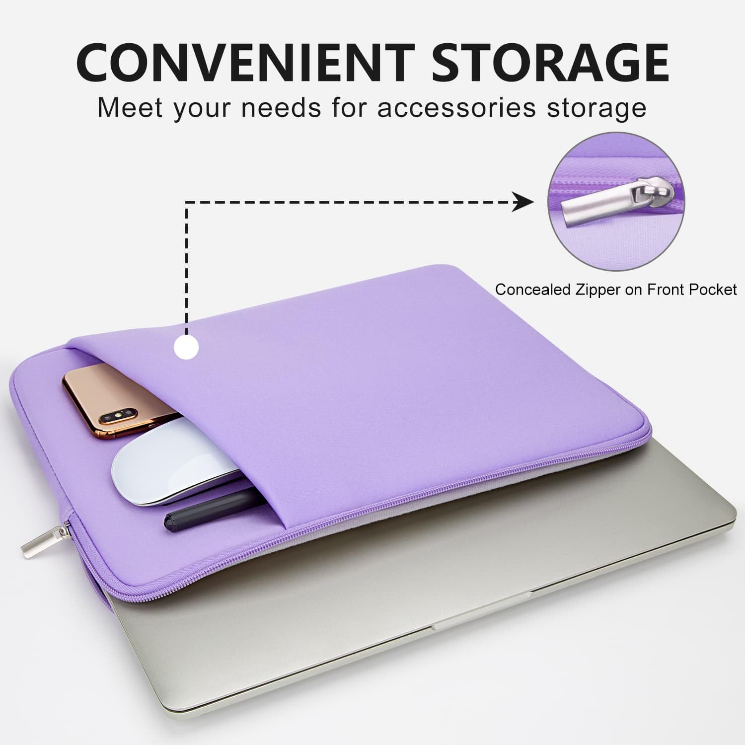 HEDUGO Laptop Sleeve Case with Zipper Accessory Pocket Compatible with 15.6 inches HP Dell Lenovo Asus Acer Padded Computer Pouch Cover Shockproof Protective for 15.6