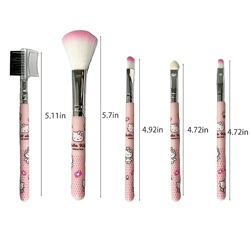 Miniatura 3 de Educatgame Juego de 5 brochas de maquillaje, incluye cepillo de polvo de miel, sombra de ojos, cepillo de sombra de ojos, cepillo de labios, cepillo