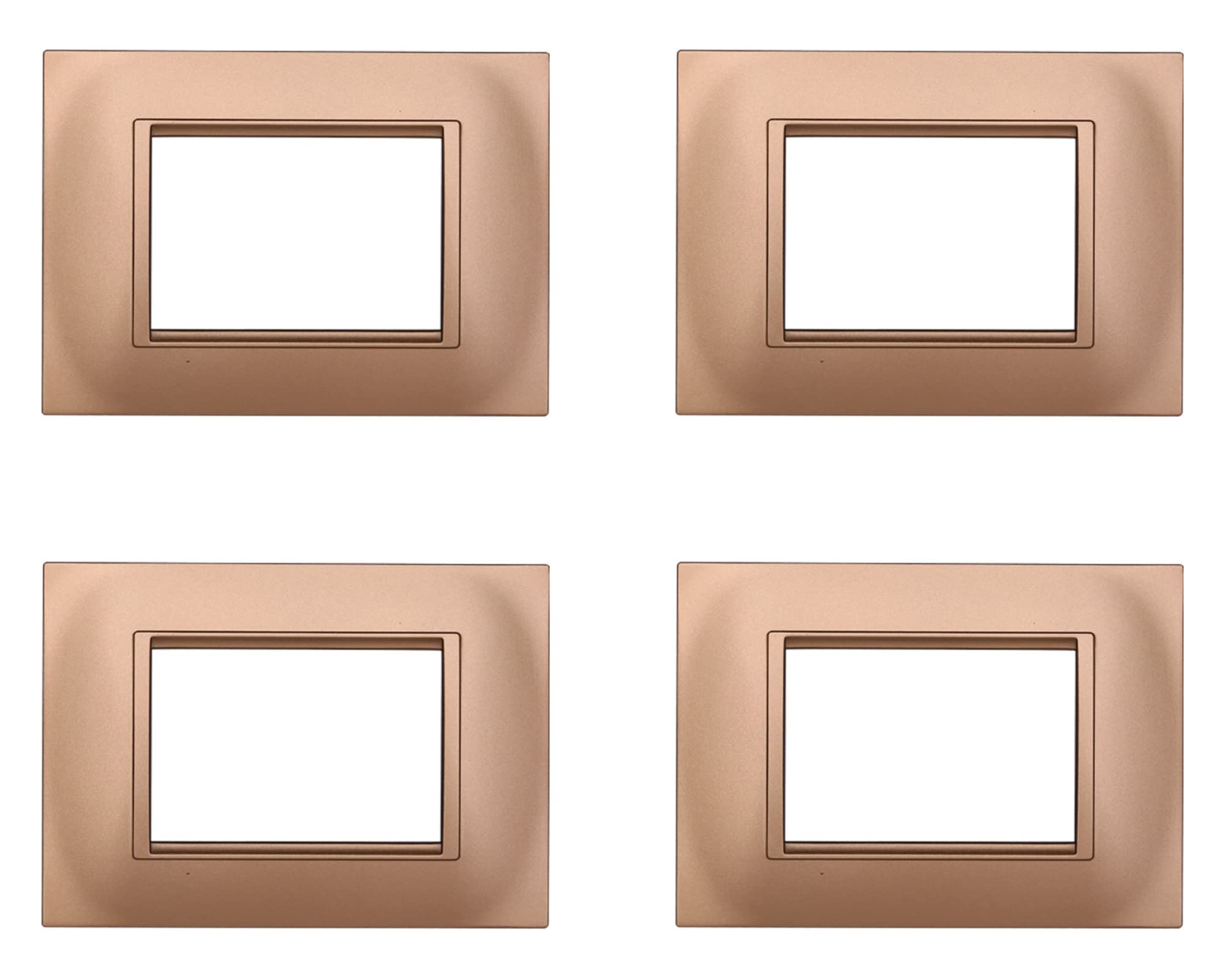 4 Pezzi Placche Compatibile Con Bticino Living, Placche Plastica Quadrata (3 Posti/Moduli,Oro)