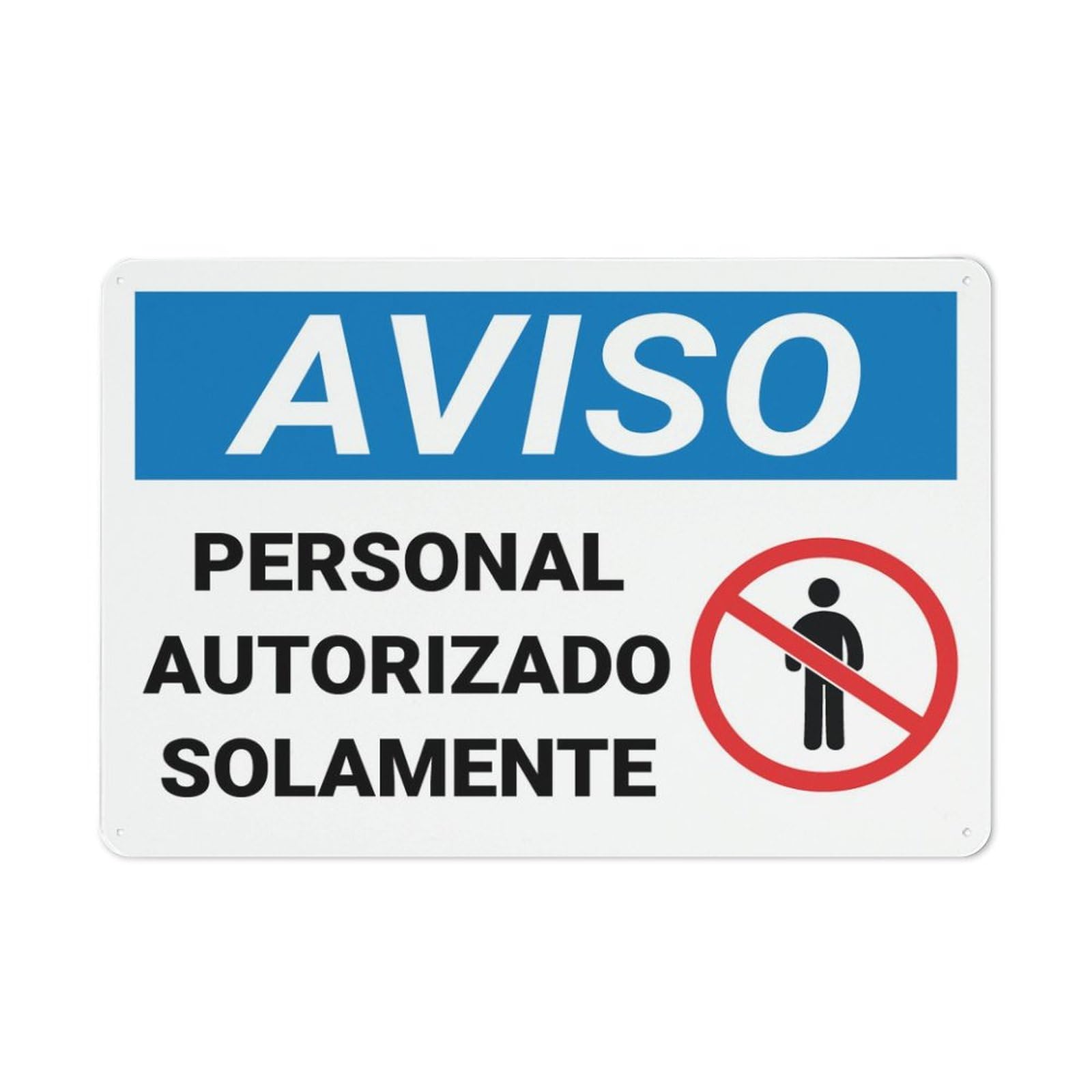 Xewazd A40 8"X12" Retro Aluminum Bilingual Spanish Sign - Notice Authorized Personnel Only | Vintage Style Wall Decor For Pool Home
